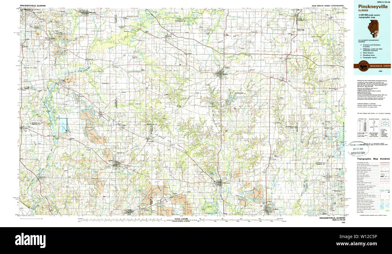 Pinckneyville Illinois Map Hi Res Stock Photography And Images Alamy   Usgs Topo Map Illinois Il Pinckneyville 310134 1985 100000 Restoration W12C5P 