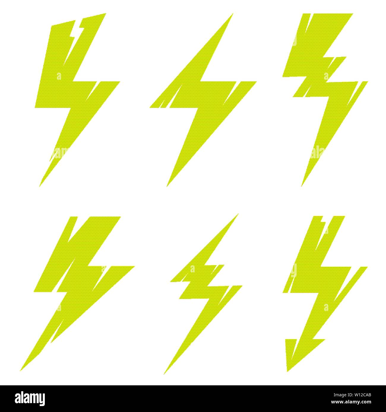 Thunder and Bolt Lighting Polygonal Flash Logo Set Stock Vector