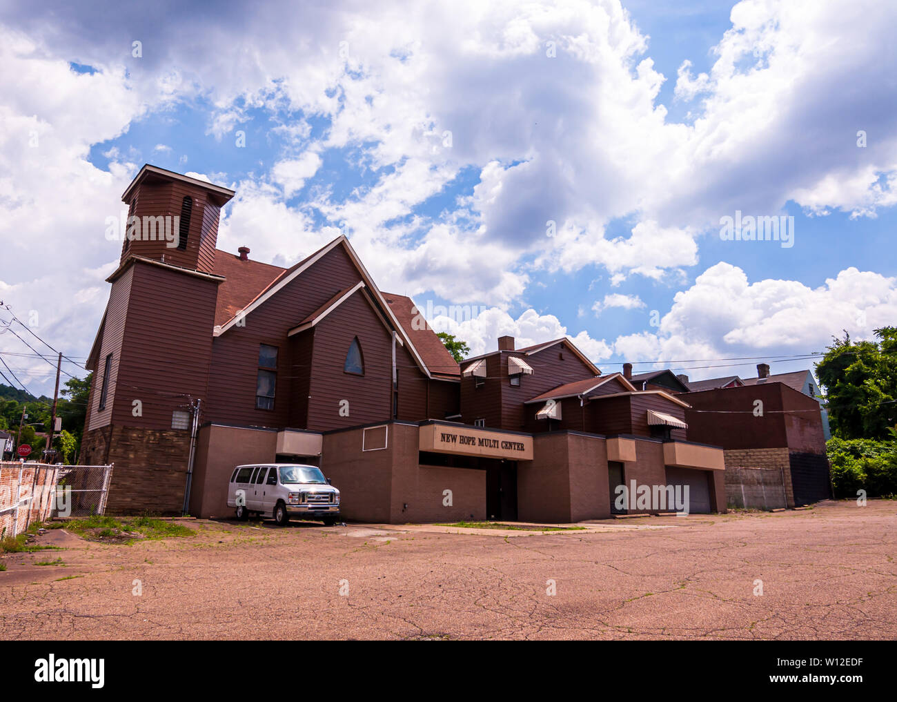 The New Hope Baptist Church Multi Center in summer. Formerly a Catholic Church from the early