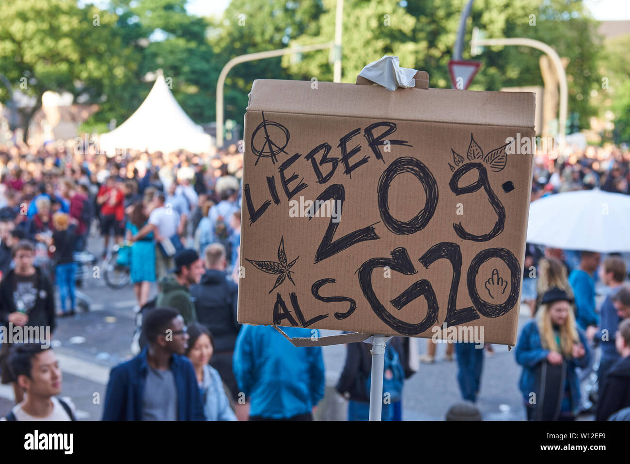 The 2017 G20 Hamburg summit was the twelfth meeting of the Group of Twenty (G20), which was held on 7–8 July 2017, at Hamburg Messe, in the city of Hamburg, Germany. The G20 summit was the main focus of German far left propaganda in 2017. More than 320 police officers were injured in the riots. Interior minister Horst Seehofer especially criticized that photos of police on duty during the summit were spread in the far left networks. Of the 1135 far-left violent incidents in that year in Germany, 832 occurred during the summit. Stock Photo