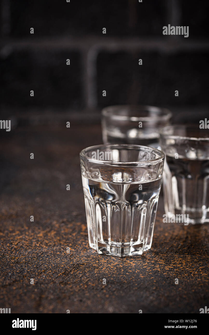 Glasses of Russian drink vodka Stock Photo