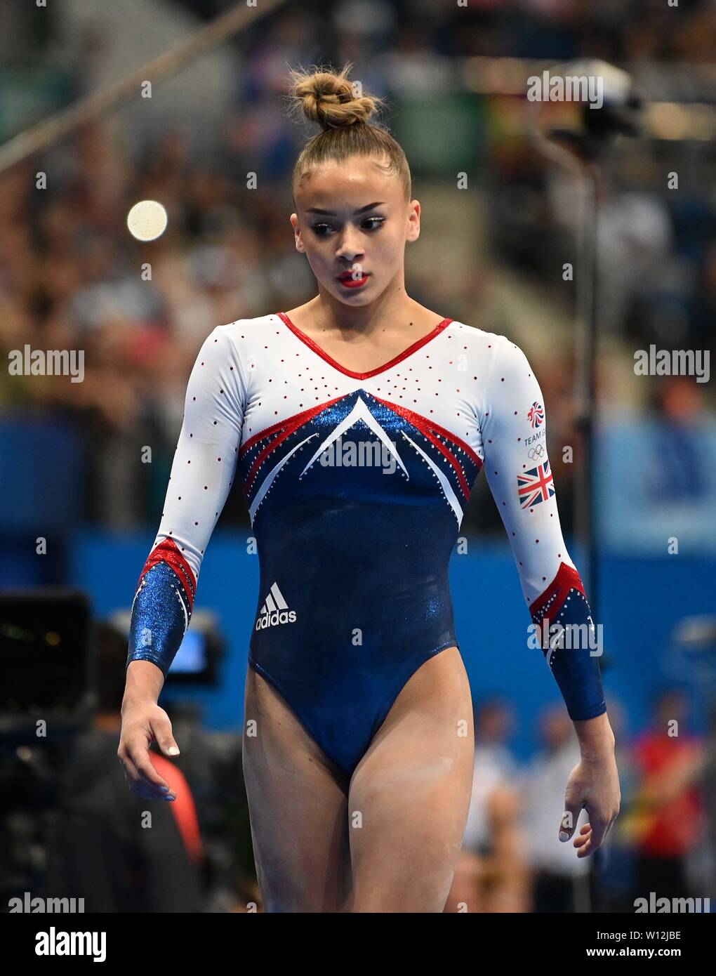 Minsk. Belarus. 29 June 2019. Georgia-Mae Fenton (GBR) during the womens all round final of the Artistic Gymnastics at the 2nd European games. Credit Garry Bowden/SIP photo agency/Alamy live news. Stock Photo