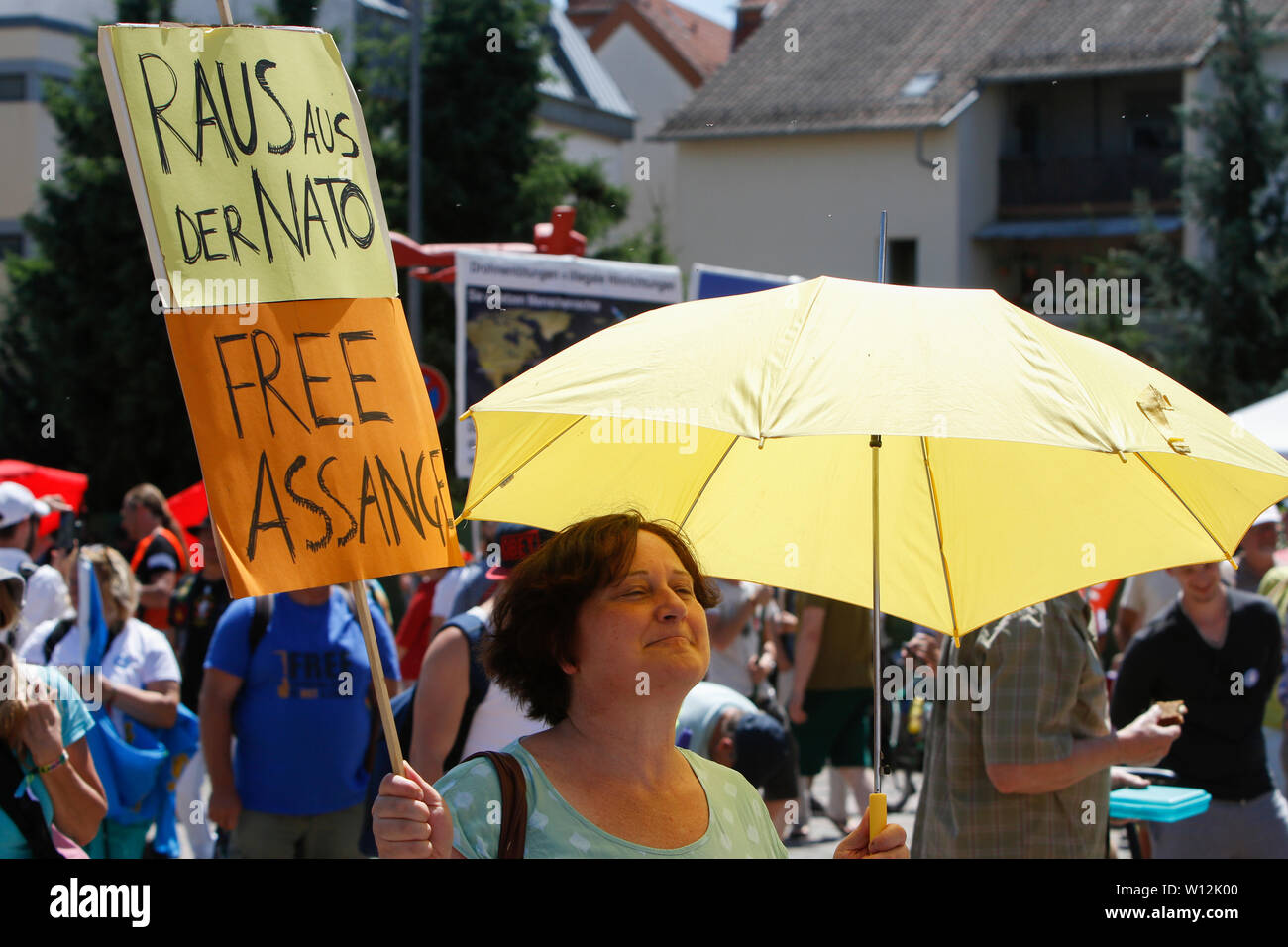 Why is NATO's Ramstein Air Base in Germany facing protest?