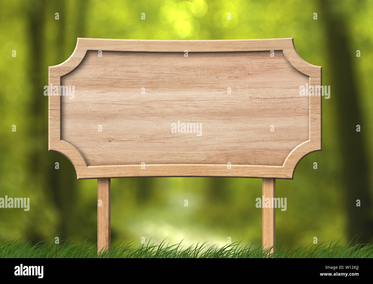 Empty decorative signboard with forest background Stock Photo - Alamy