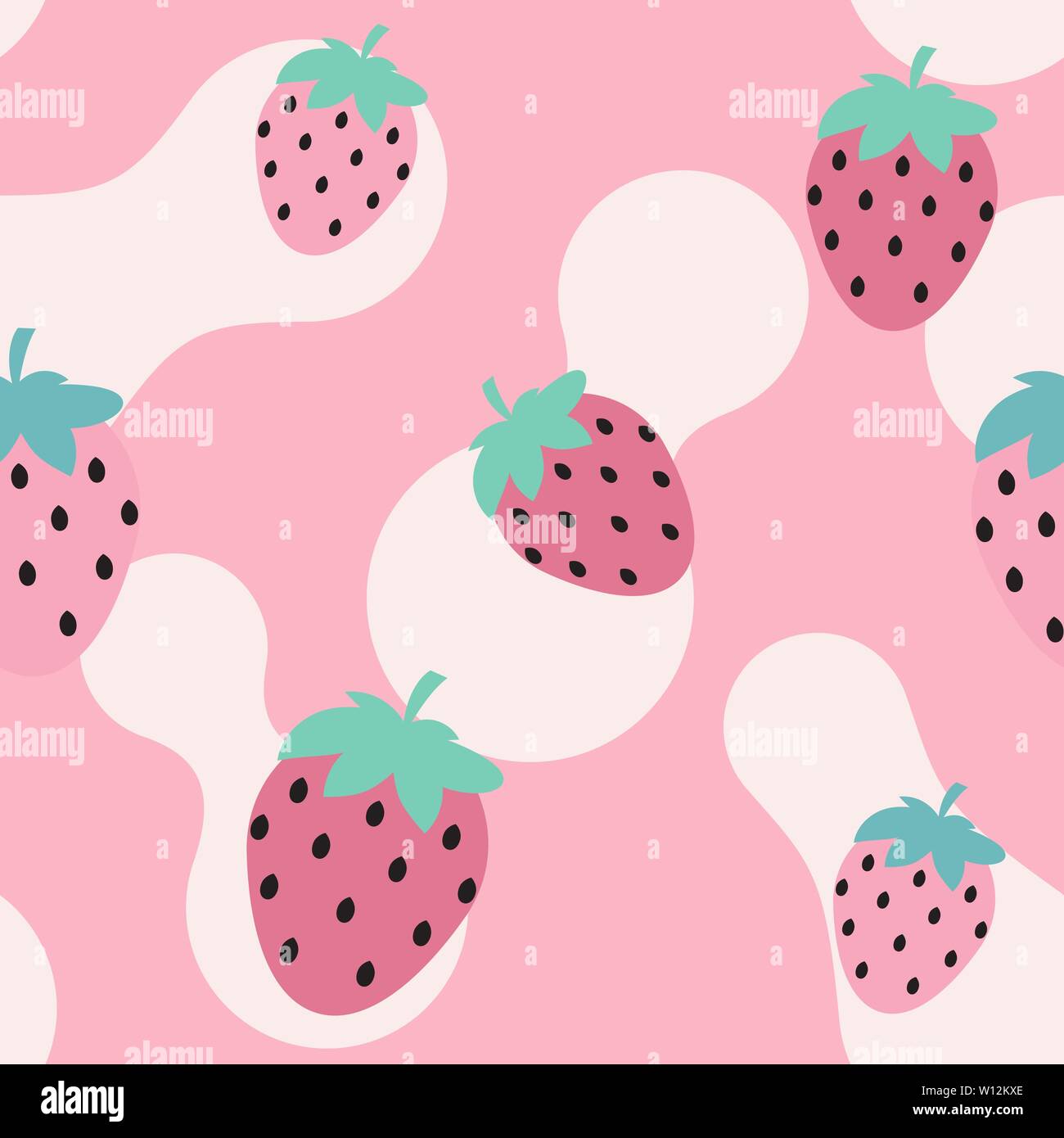 Premium Vector  Cute seamless pattern with strawberry, hearts