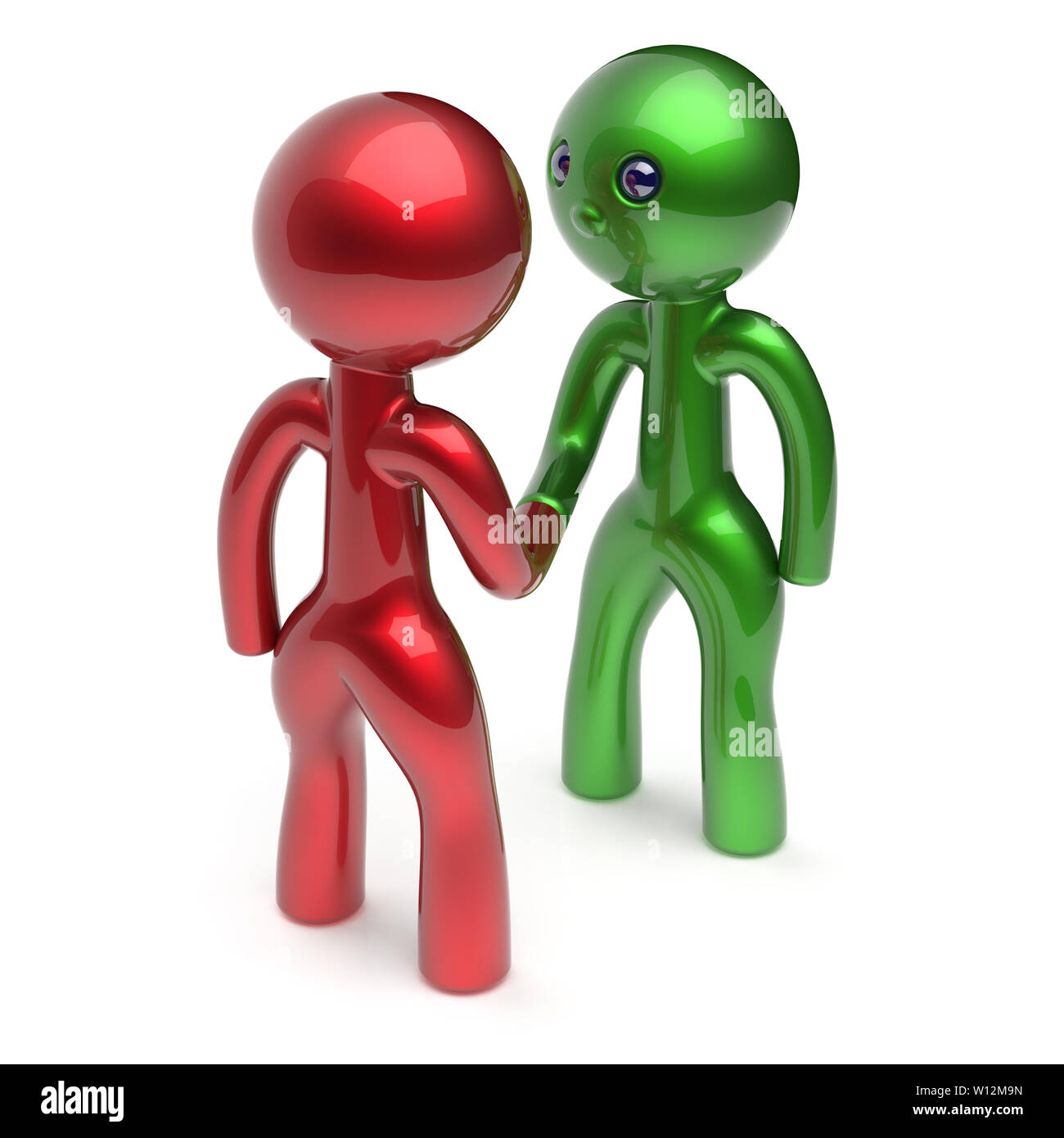 Handshake cartoon characters two men shaking hand business partners