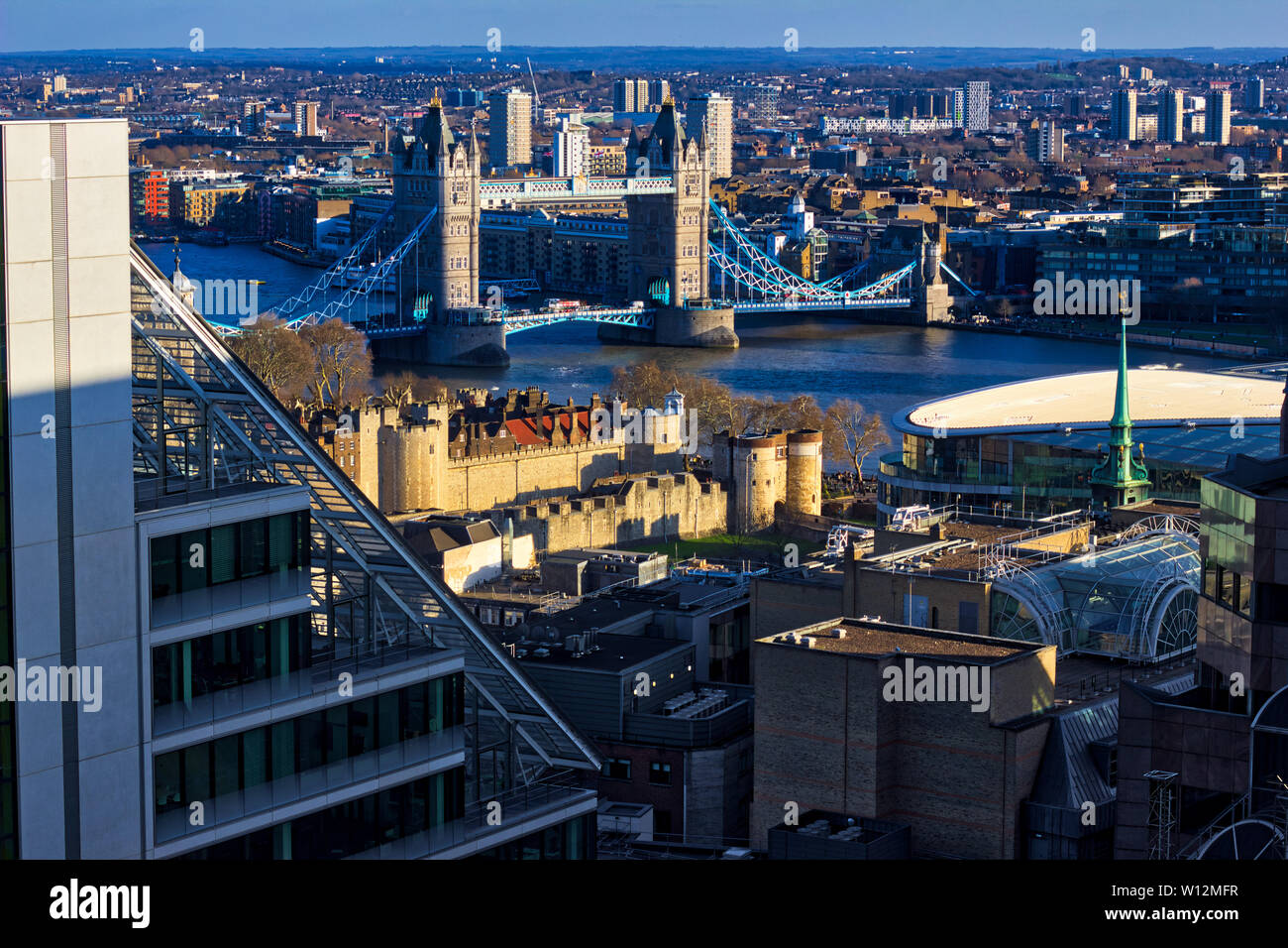 Beautiful summer sunset over River Thames, tower bridge, London tower, England, UK, great Britain Stock Photo