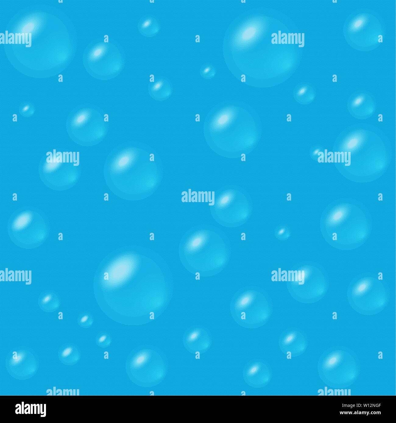 Bubbles on blue background. Seamless texture vector illustration blue color Stock Vector