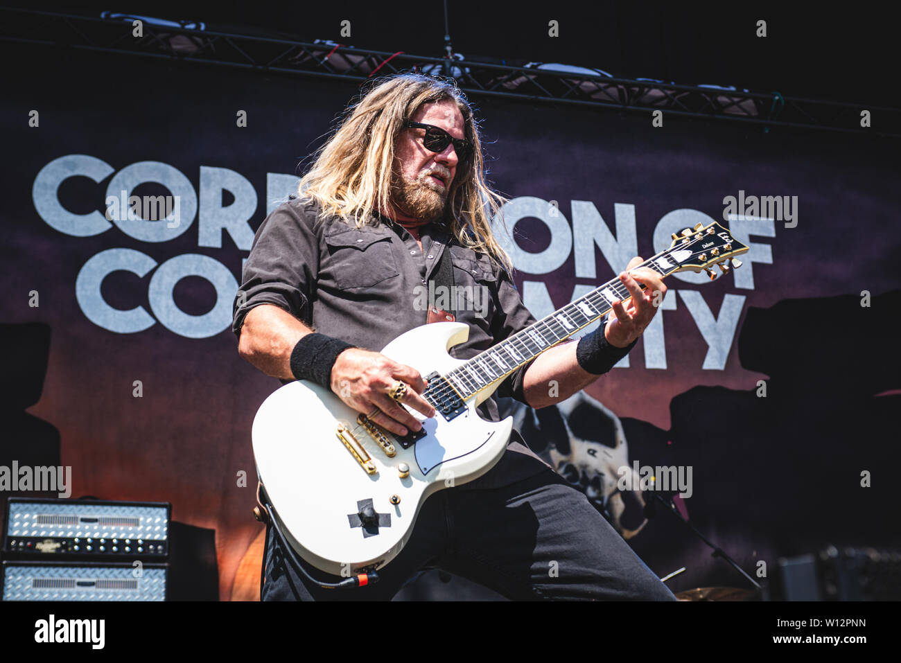 Pepper Keenan guitarist and singer of the American heavy metal band Corrosion Of Conformity performing live on stage in Bologna at the Bologna Soni Stock Photo Alamy