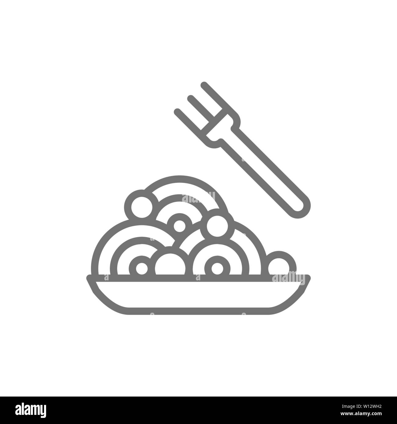 Vector spaghetti, pasta, italian dish line icon. Stock Vector