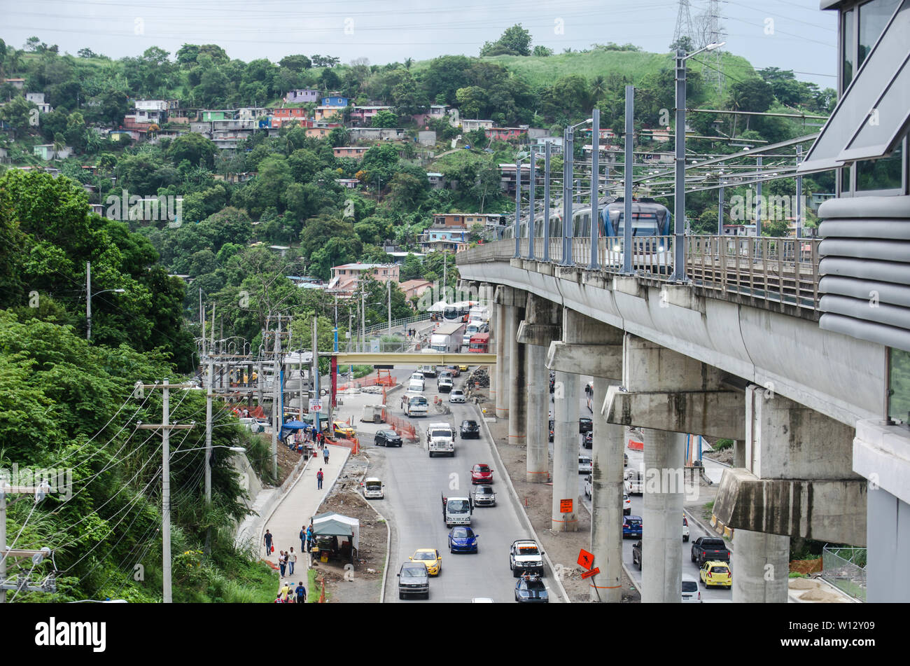 A view of a classic neighborhood in San Miguelito, one of the most populated district of Panama. The Area is known as San Isidro Stock Photo