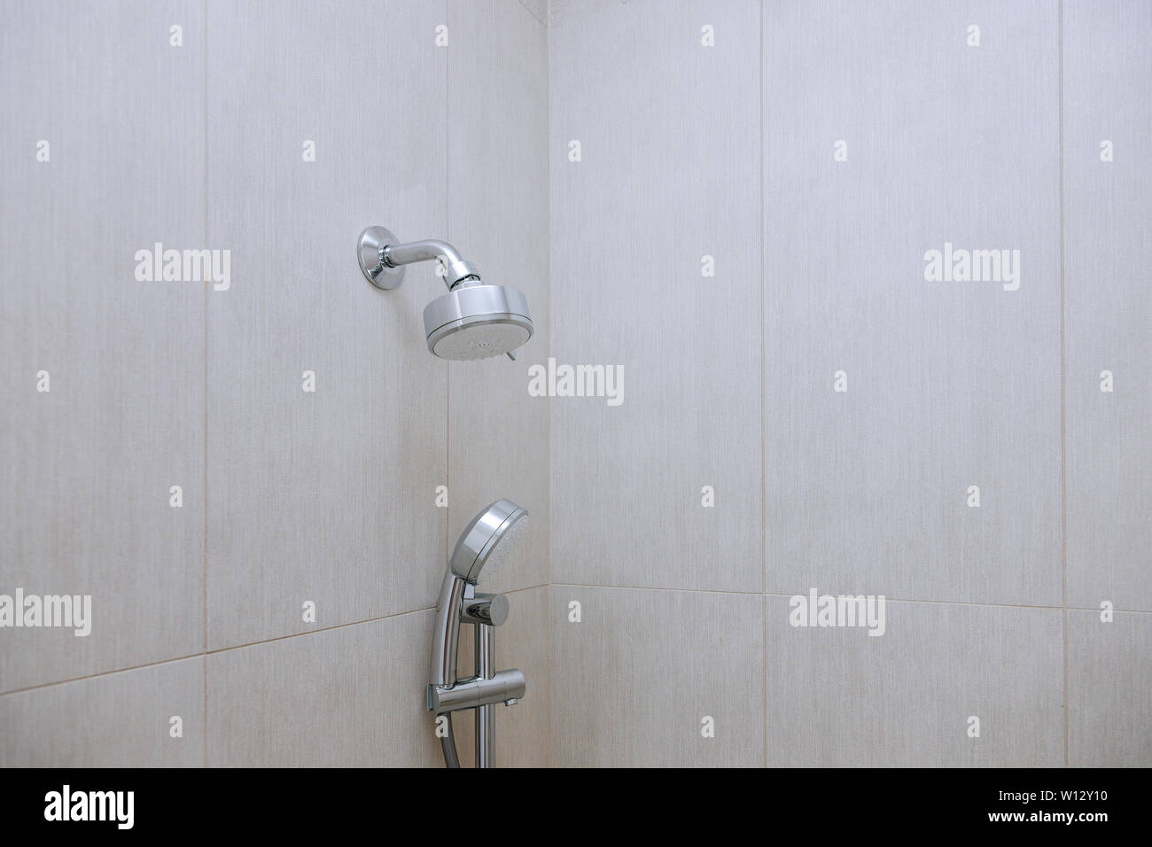 Shower head in bathroom interior of with modern Stock Photo Alamy