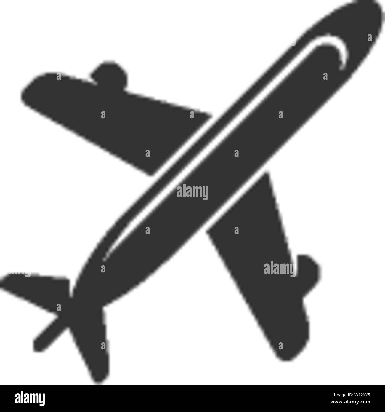 Airplane icon in single grey color. Aviation transportation take-off travel passenger Stock Vector