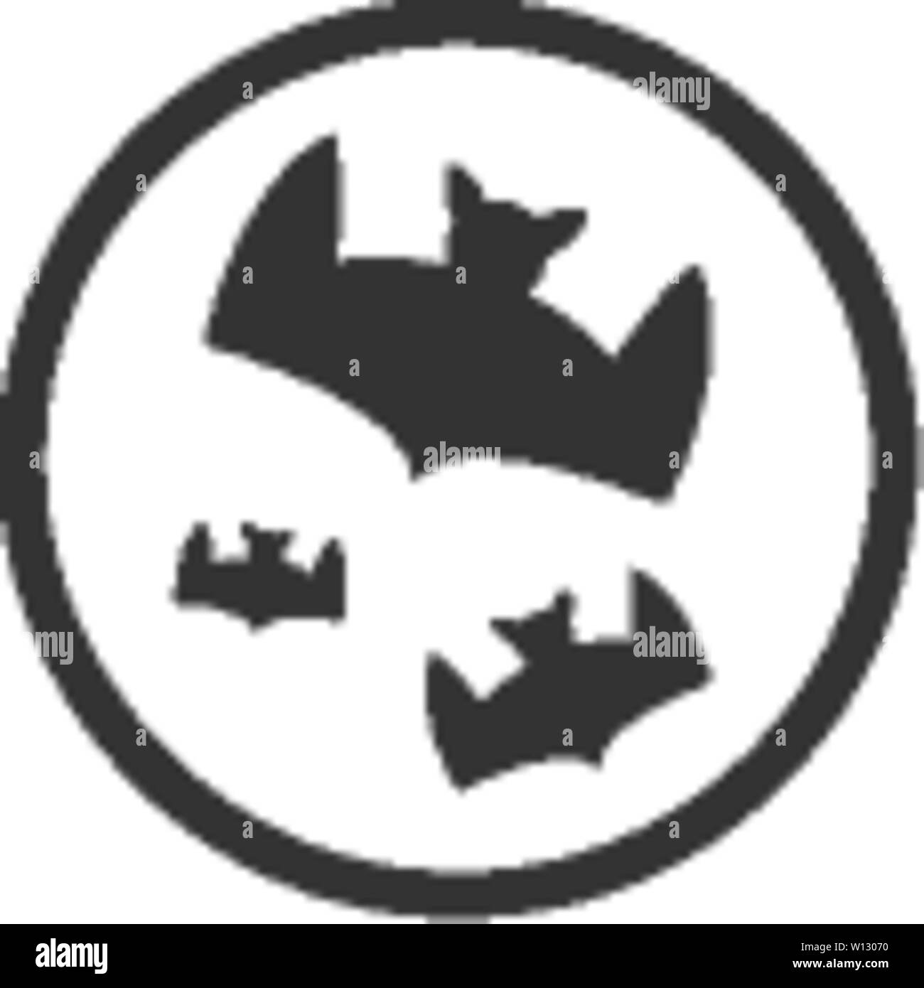 Bats and moon icon in single color. Animal season Halloween spooky ...