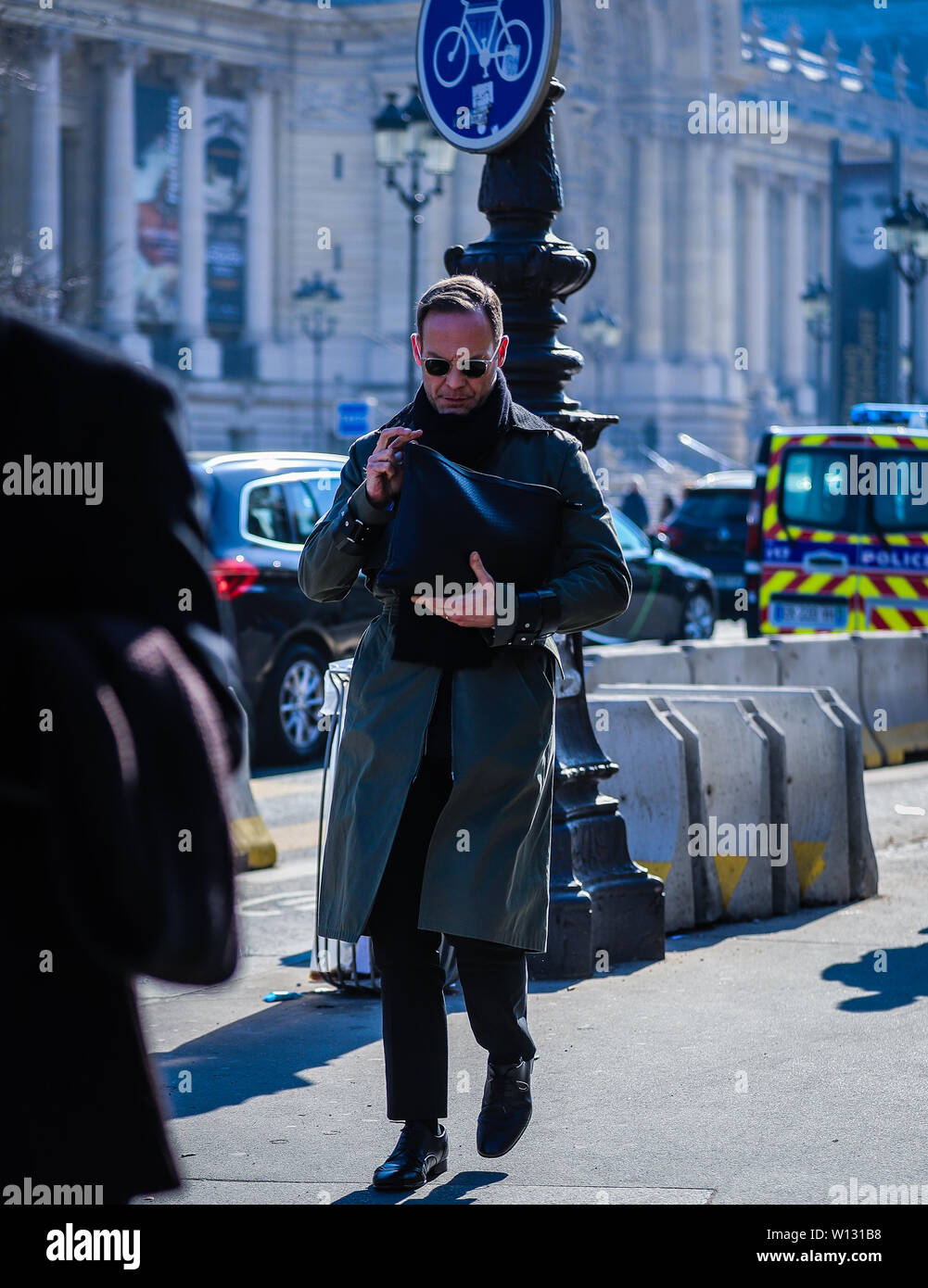 PARIS, France- February 27 2019: Men on the street during the Paris Fashion Week. (Photo by Mauro Del Signore / Pacific Press) Stock Photo