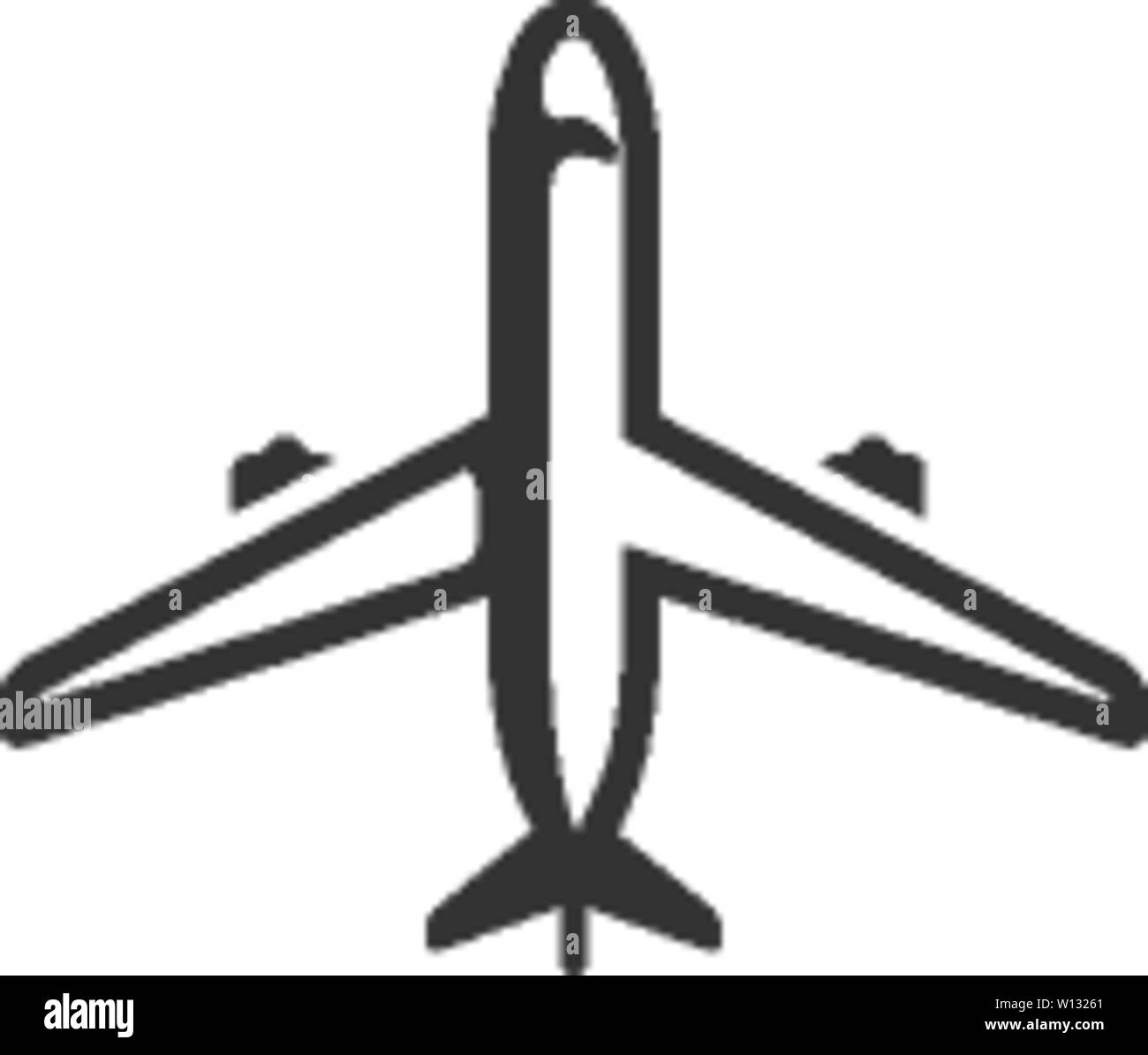 Airplane icon in single grey color. Aviation transportation travel passenger commercial Stock Vector