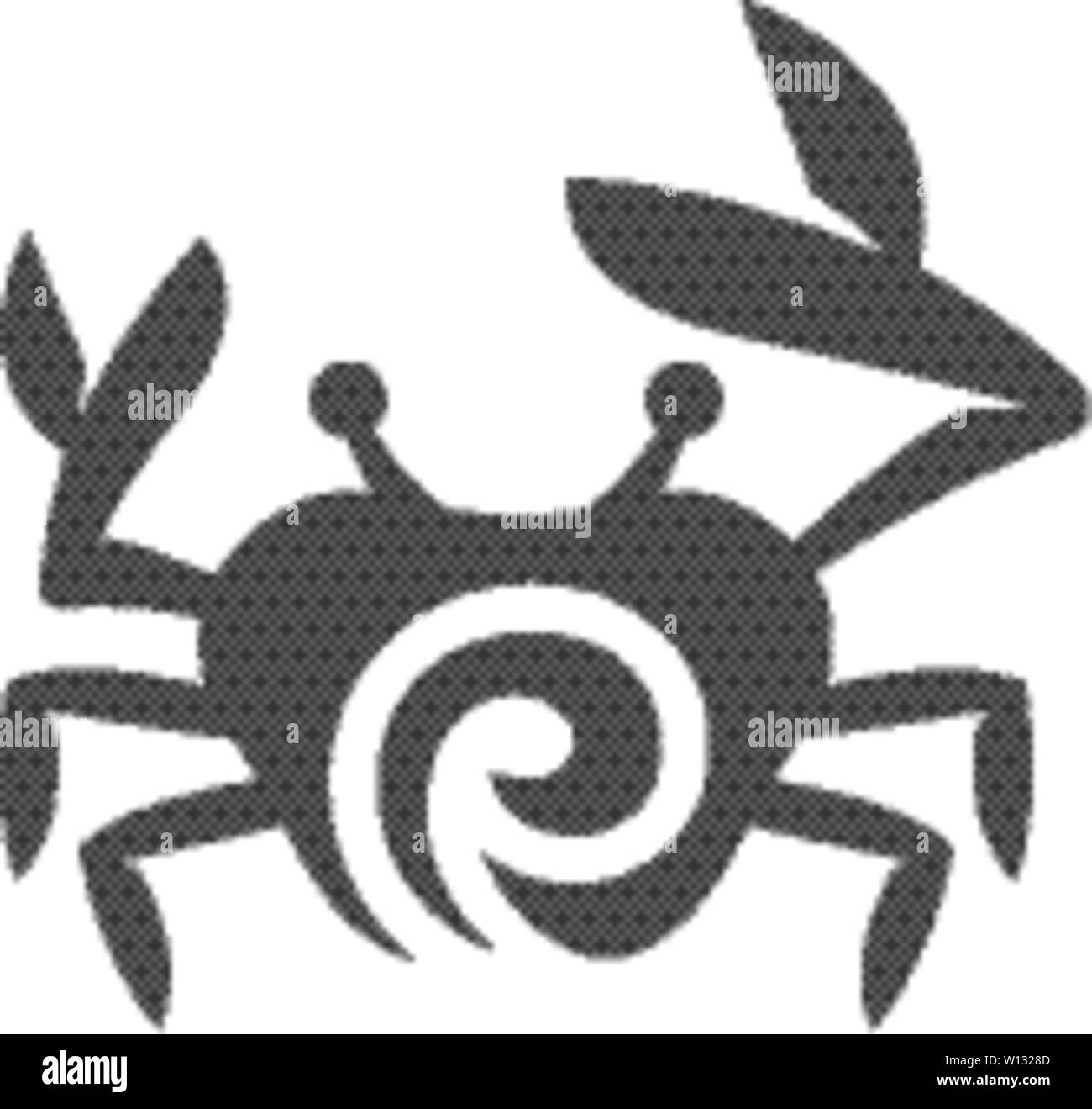 Crab icon in black and white grey single color. Animal sea creature