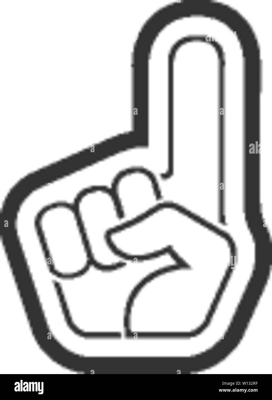 Foam glove icon in single grey color. Sport spectator supporter football basketball softball Stock Vector