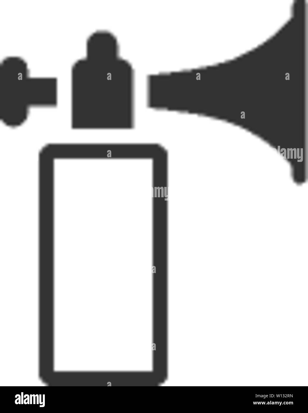 Gas horn in doodle sketch lines. Alarm loud pneumatic high