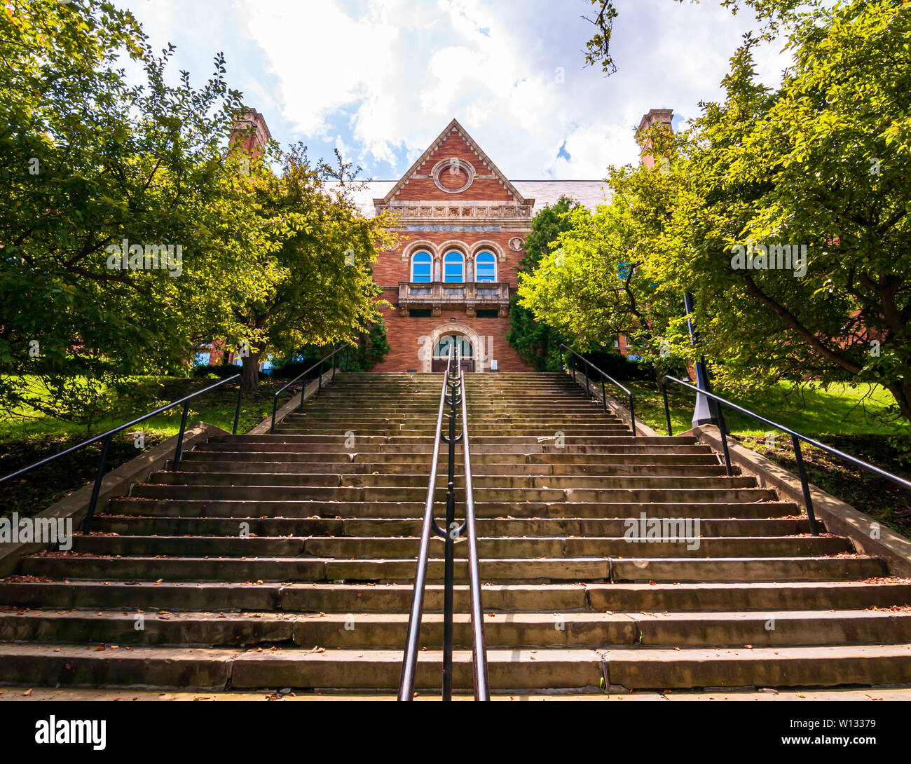 The Carnegie Library of Homestead as seen from E. 10th street steps
