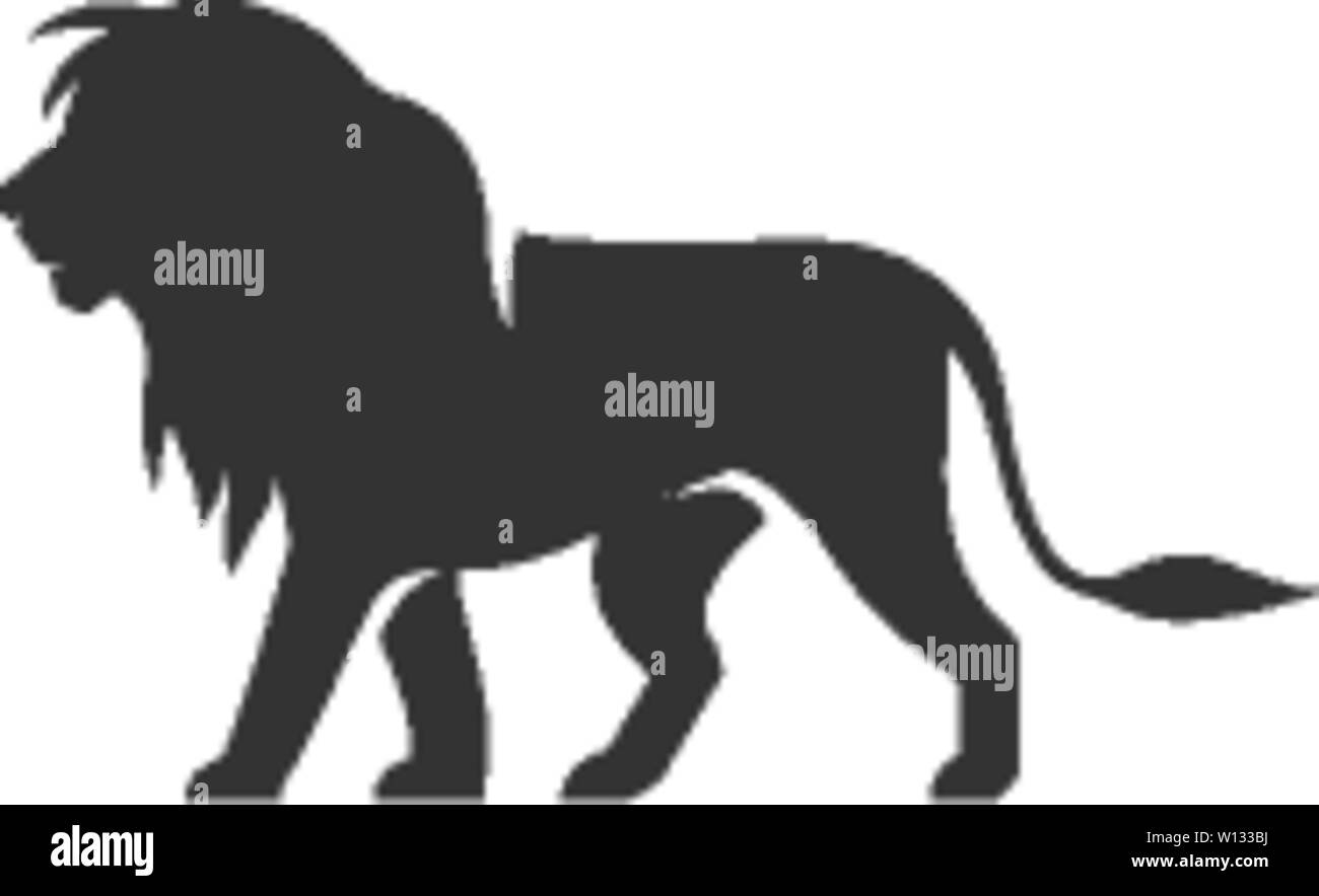 Lion icon in single grey color. SIlhouette logo mammal carnivore jungle zoo safari Stock Vector