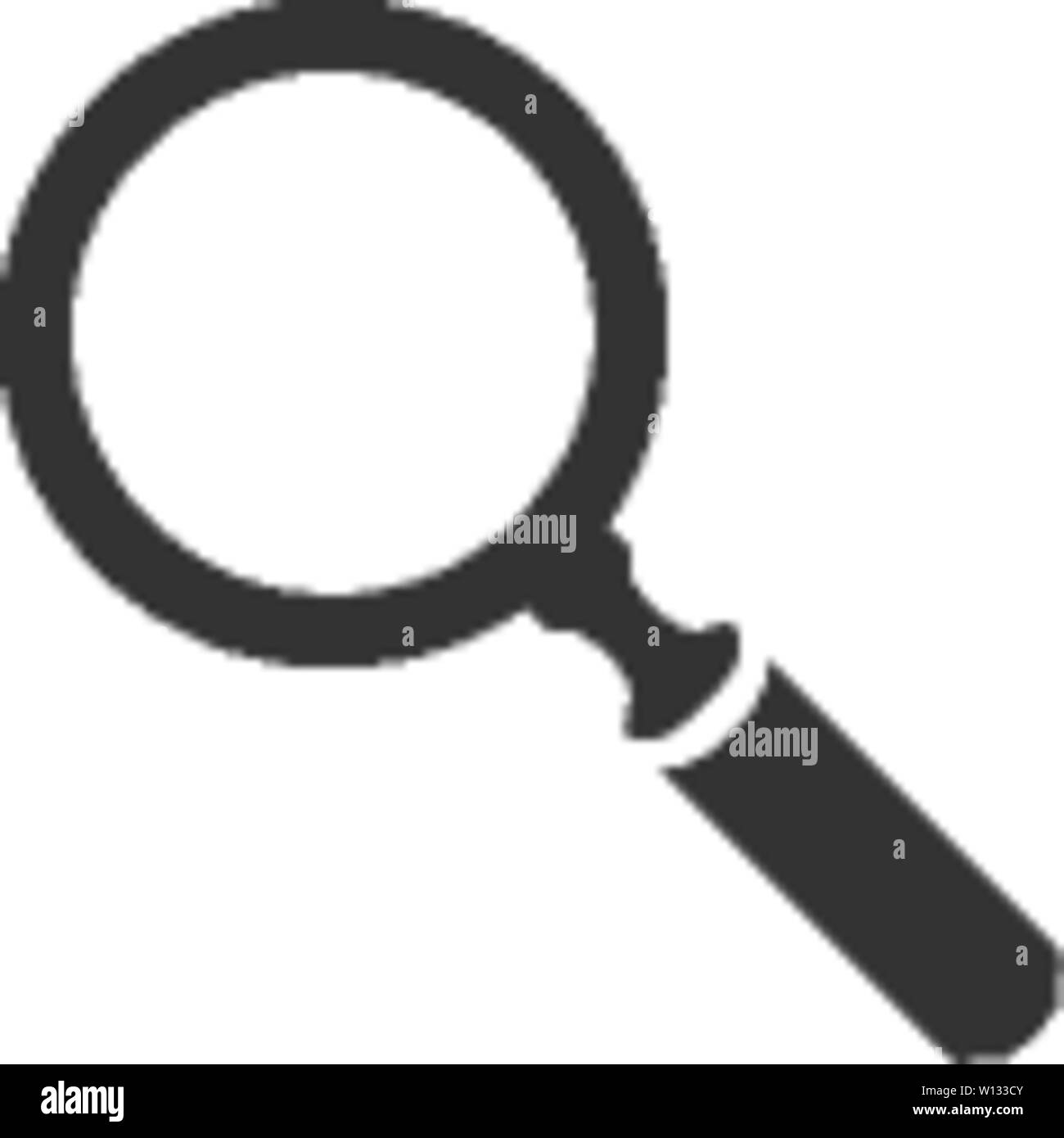 Magnifier icon in single grey color. Zoom explore find locate Stock