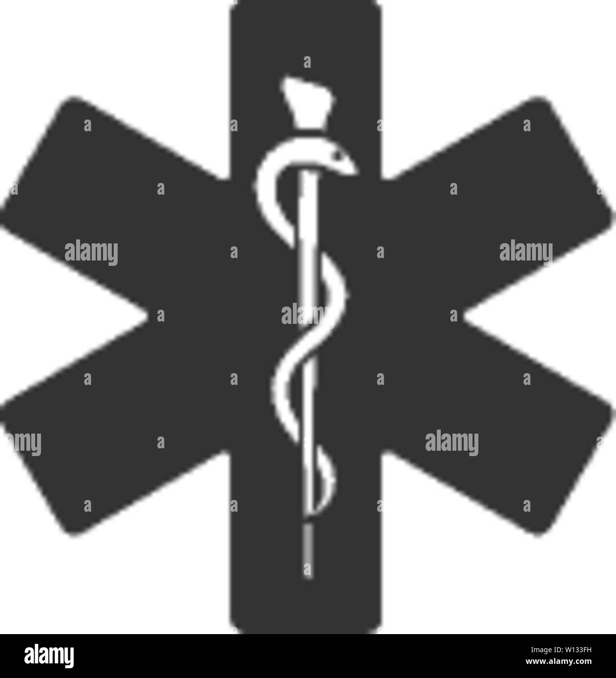 Medical symbol icon in single grey color. Stock Vector