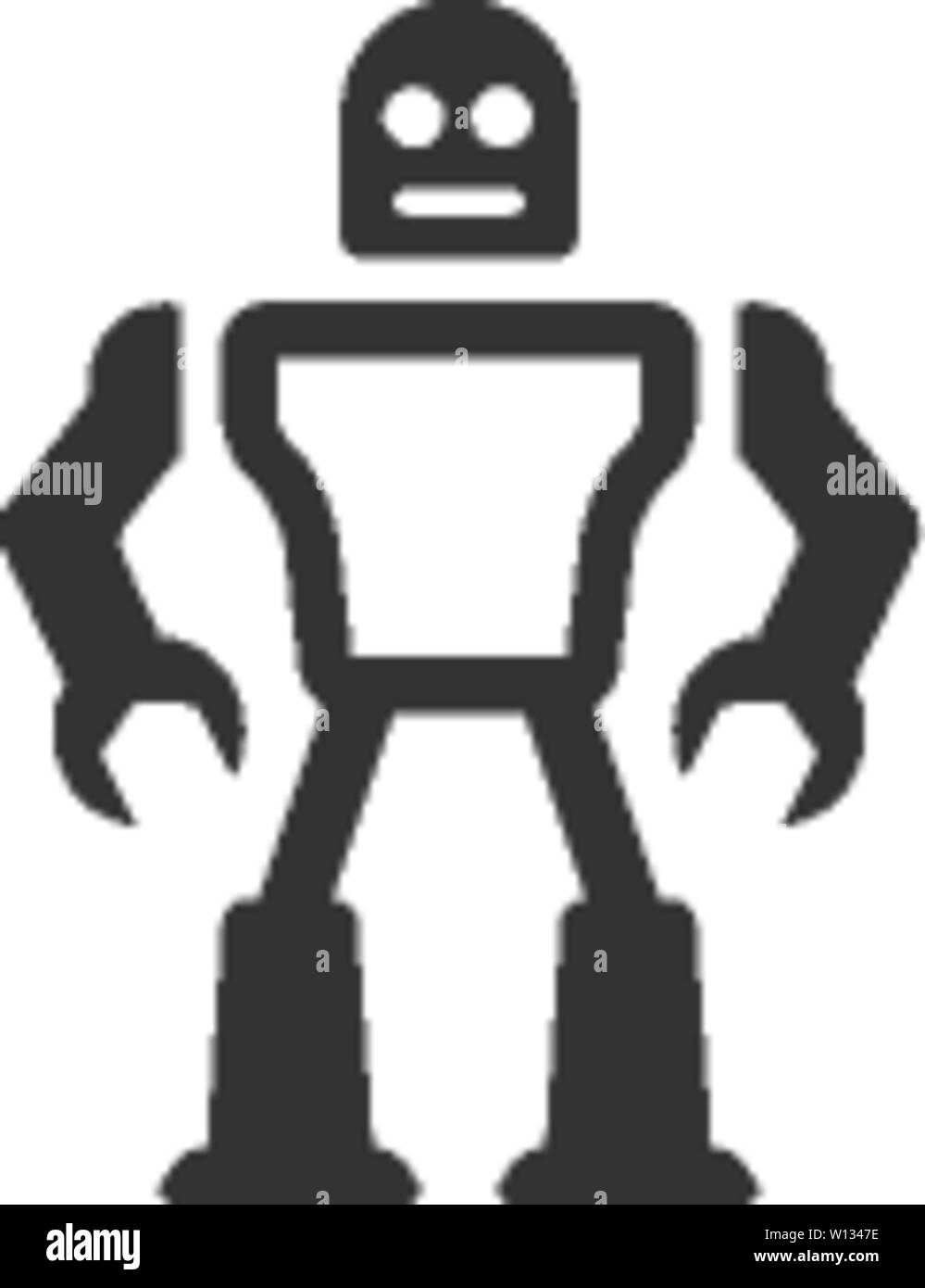 Toy robot icon in single grey color. Children kids playing mechanical