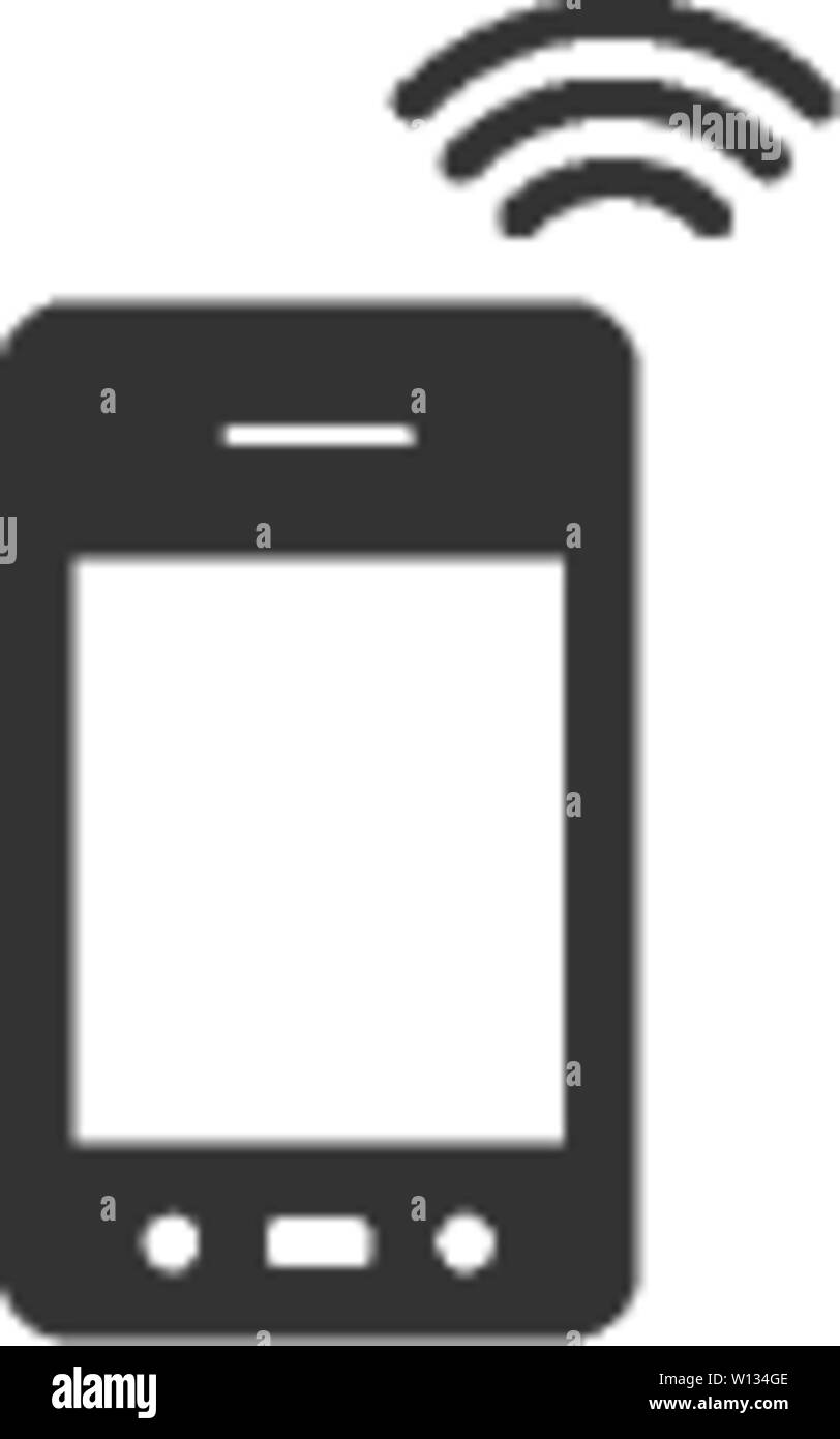 Smartphone icon in single grey color. Wireless connection wifi ...
