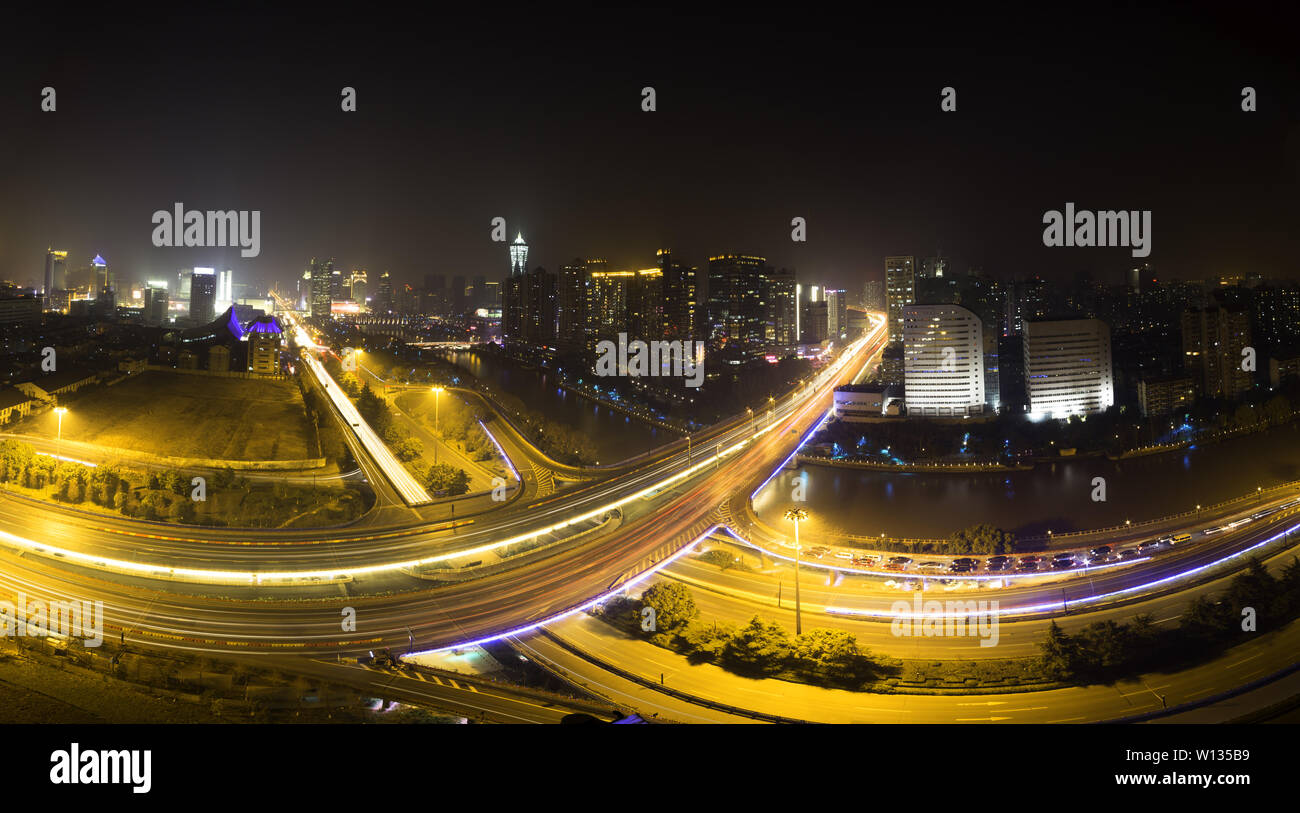 Fly Over Images panoramic skyline and traffic,flyover in modern city Stock Photo - Alamy