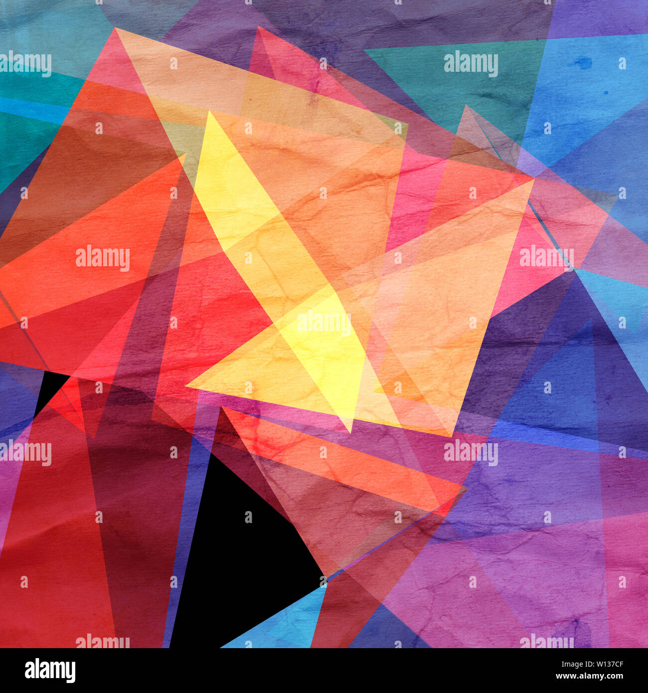 Watercolor abstract colorful background with geometry elements ...