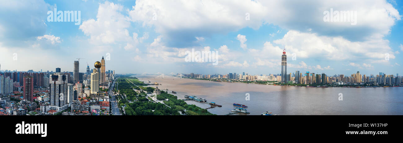Along the Yangtze River in Wuhan, Hubei Province Stock Photo