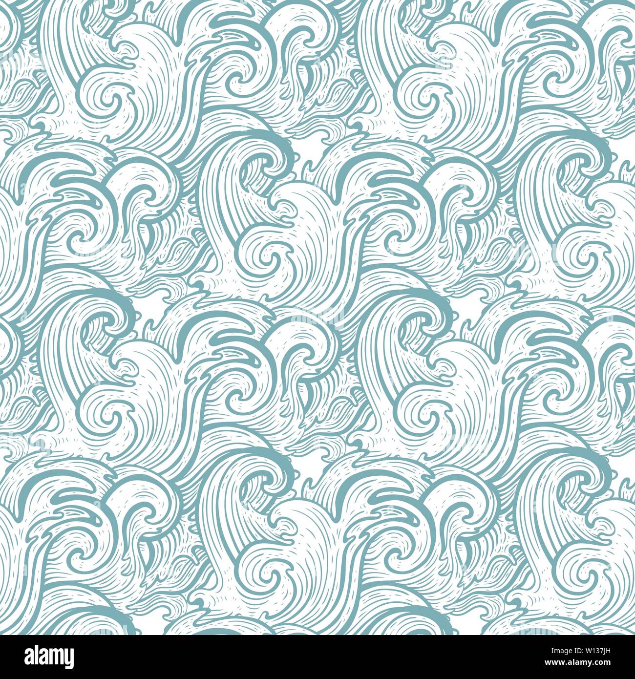 Sea waves. Hand drawn vector illustration Stock Vector Image & Art - Alamy