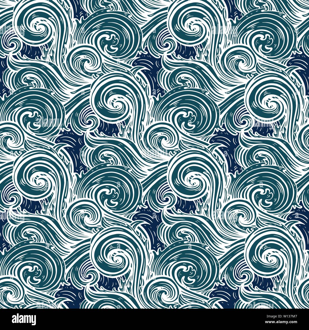 Sea waves. Hand drawn vector illustration Stock Vector Image & Art - Alamy