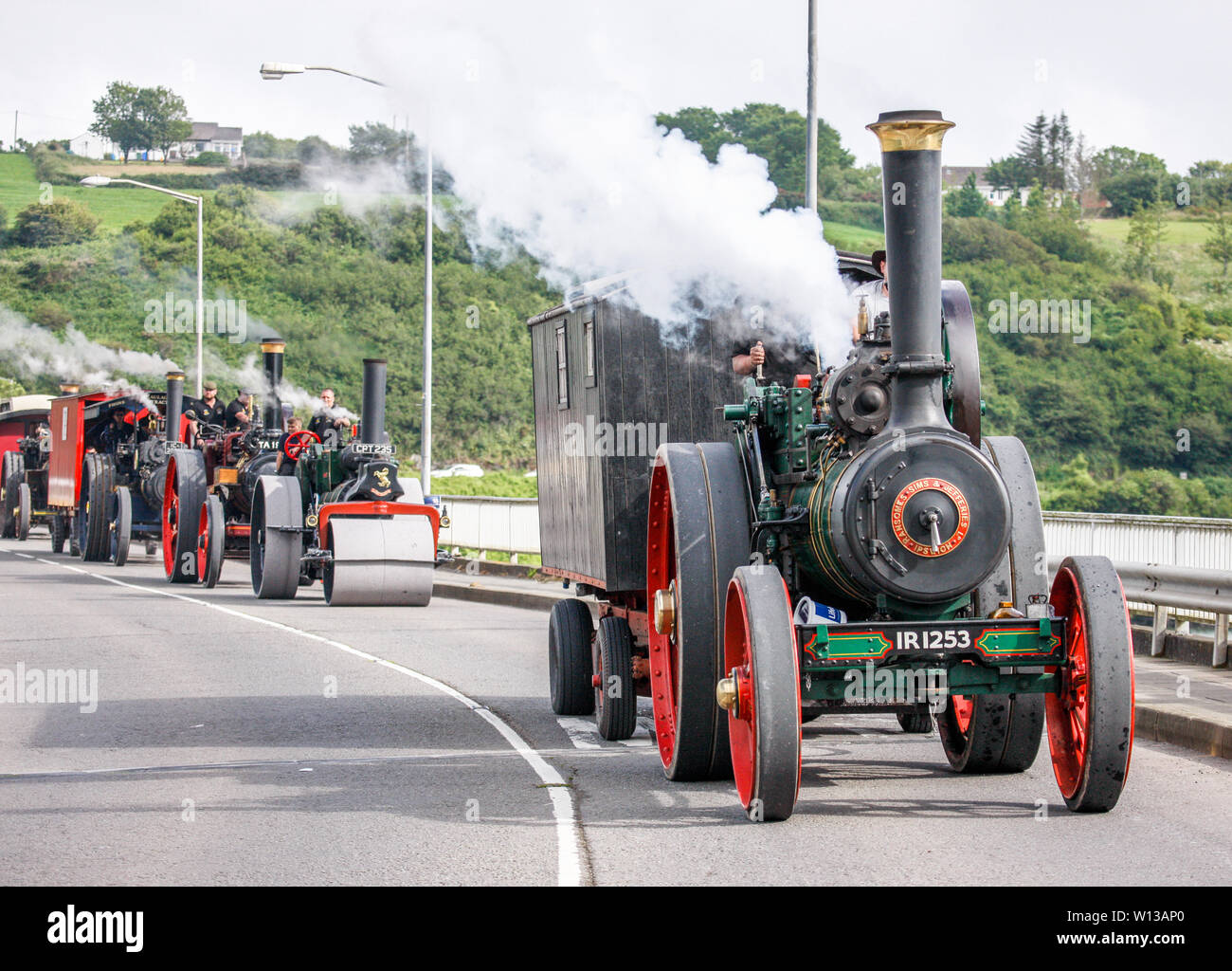 Kinsale, Cork, Ireland. 29th June, 2019. Old vintage steam engines making there way over the bridge in Kinsale, Co. Cork as part of a three day road run from Baltimore to Kinsale to raise funds for the RNLI. Credit: David Creedon/Alamy Live News Stock Photo
