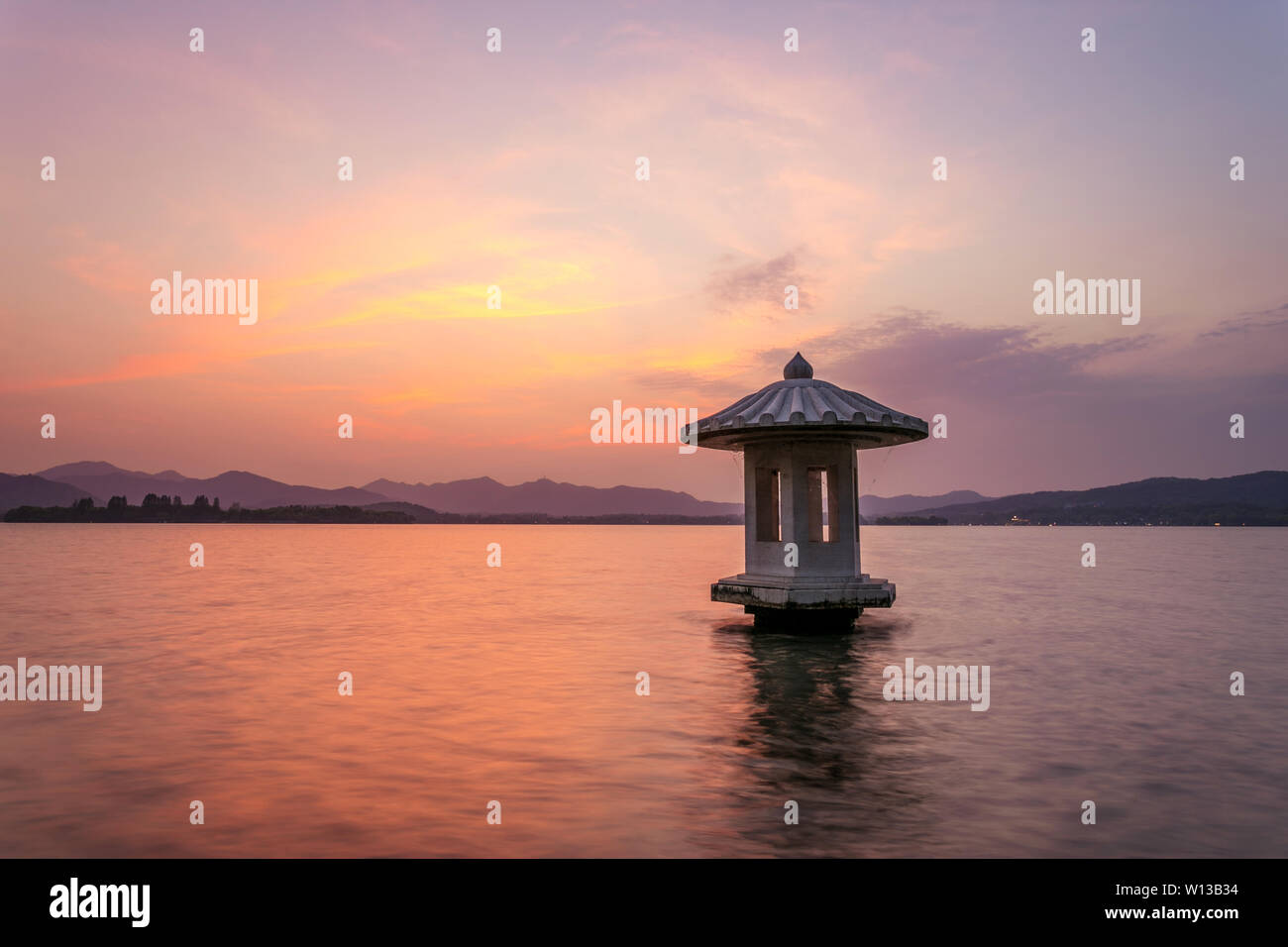 waterscape of lake at twillight,china Stock Photo