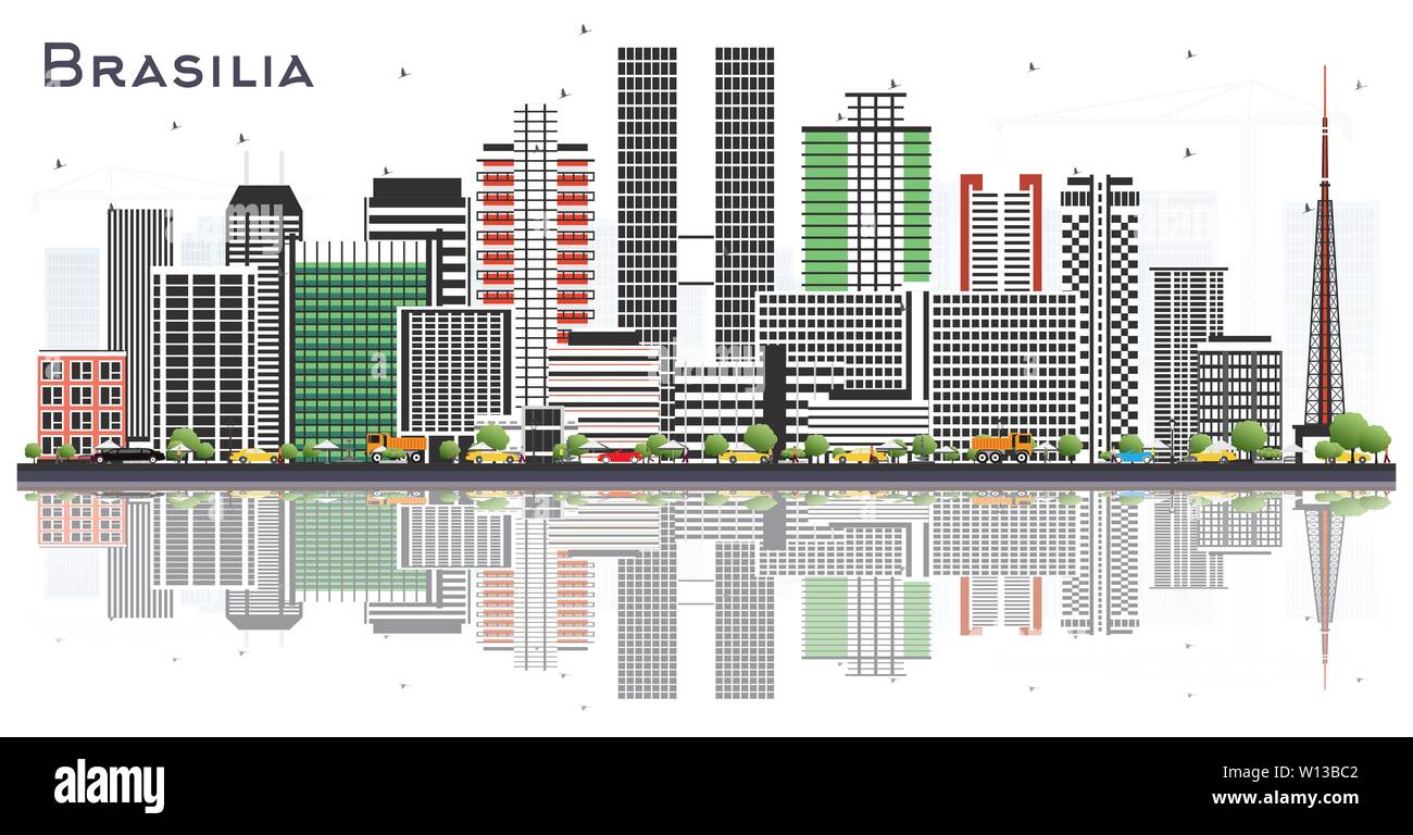 Brasilia Brazil City Skyline With Gray Buildings And Reflections Isolated On White Vector Illustration Business Travel And Tourism Concept With Mode Stock Vector Image Art Alamy