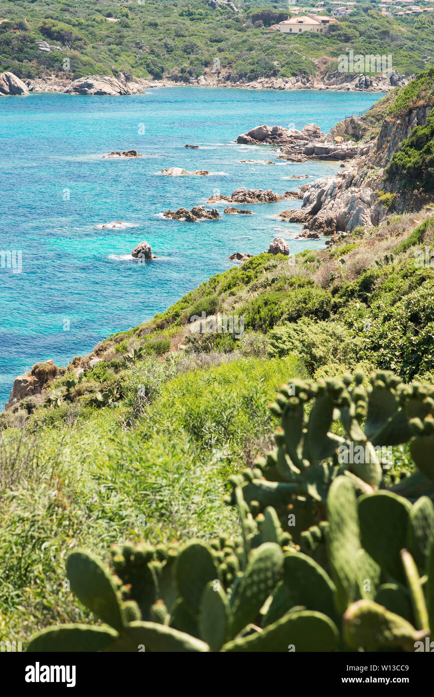 Landscape with Sea, Stones and Coast of Santa Teresa di Gallura in North Sardinia Island. Italy. Stock Photo