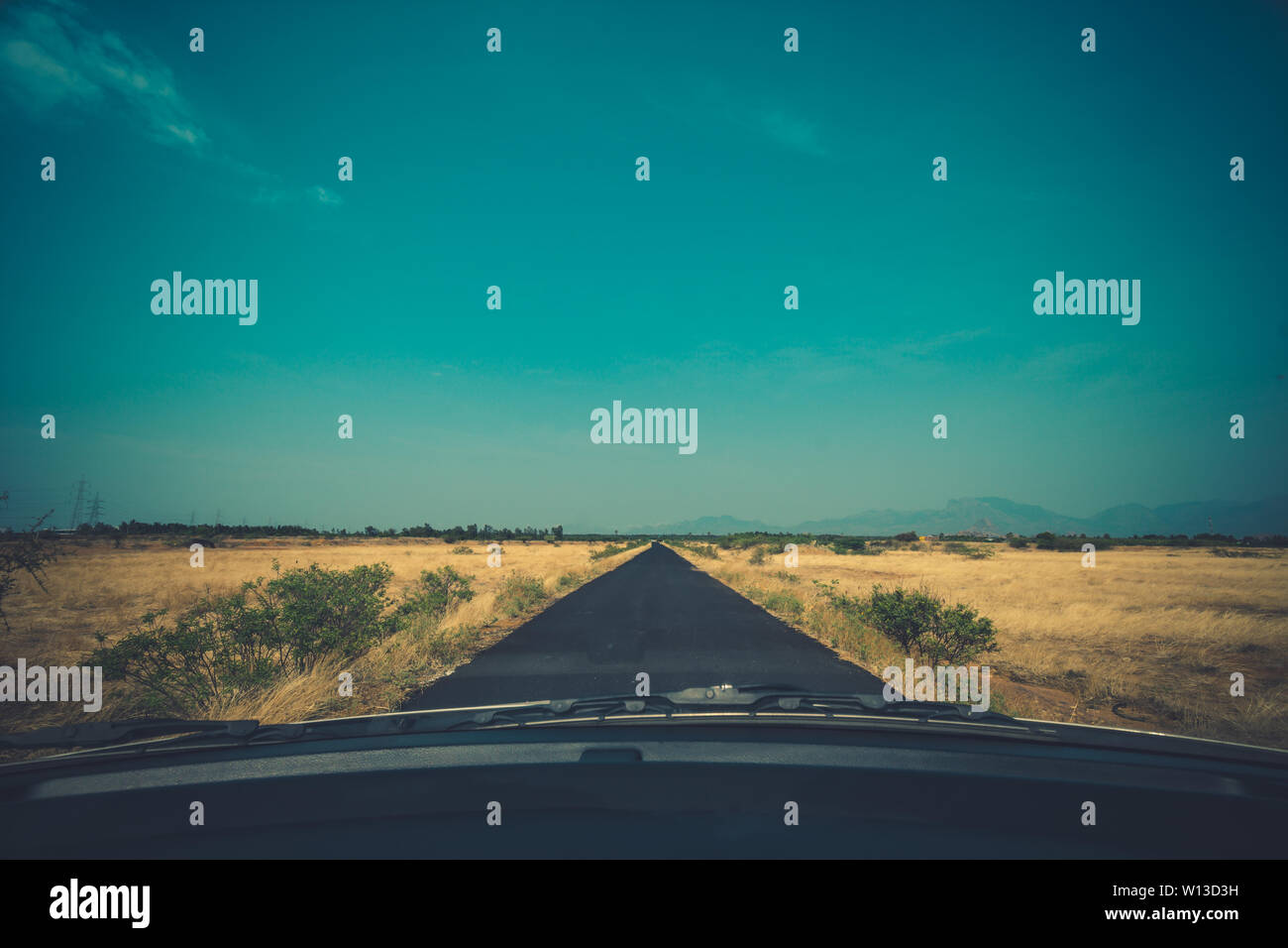 Road pavement under blue sky Stock Photo