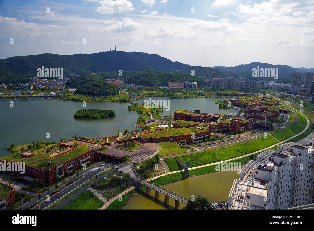 City Scenery of West Lake Cultural Park in Changsha Stock Photo