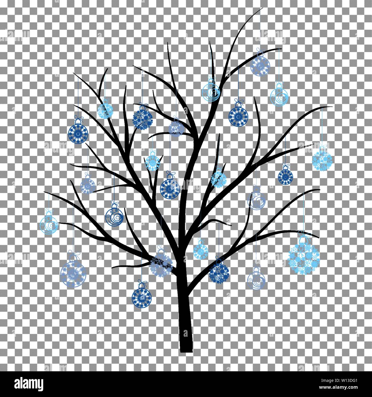 Beautiful winter tree with snowflakes leaves. Vector illustration Stock ...