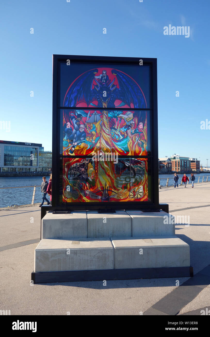 Dragon Riding Daenerys Targaryen in a Giant Stained Glass Game of