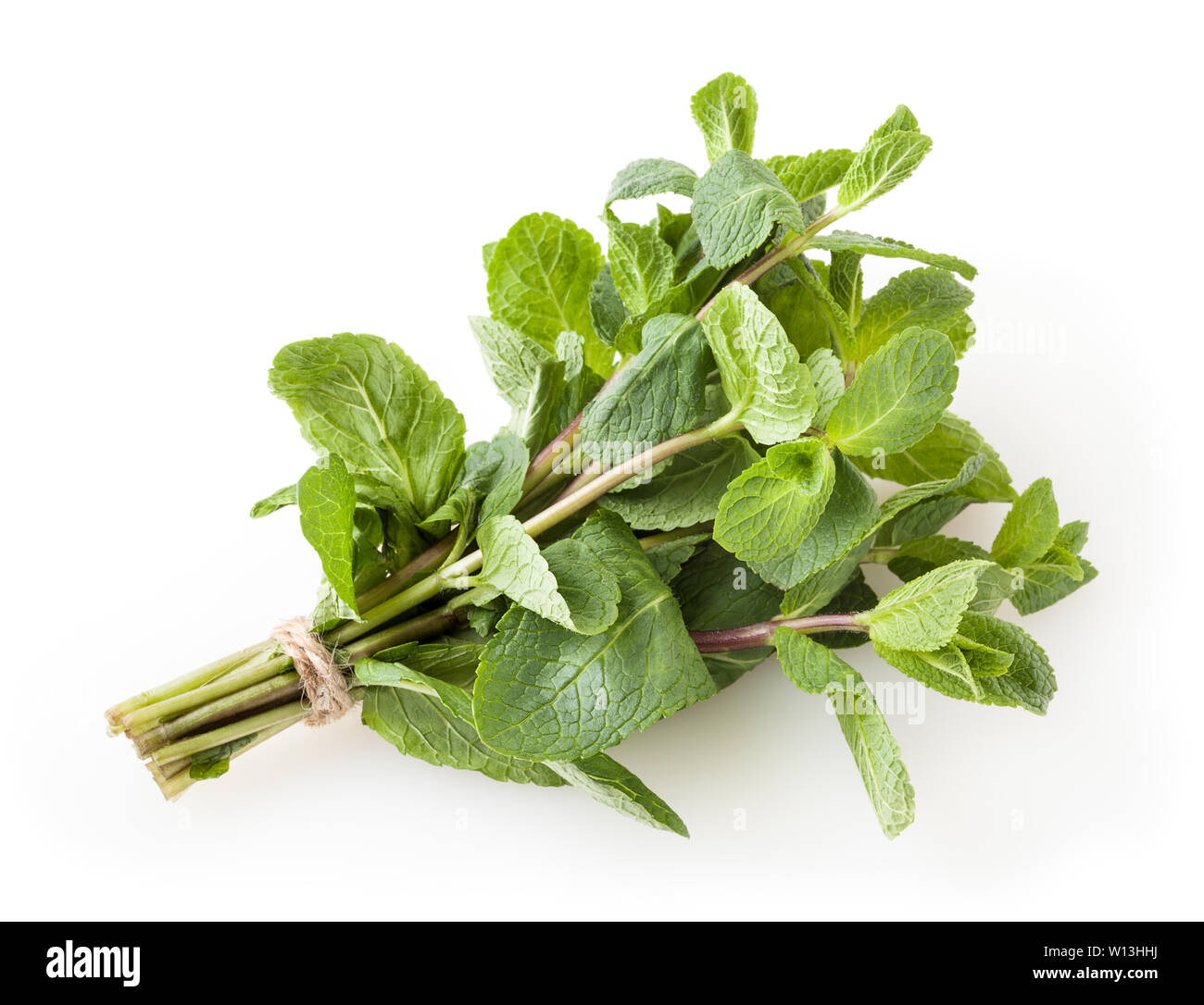 Fresh mint leaves isolated on white background Stock Photo