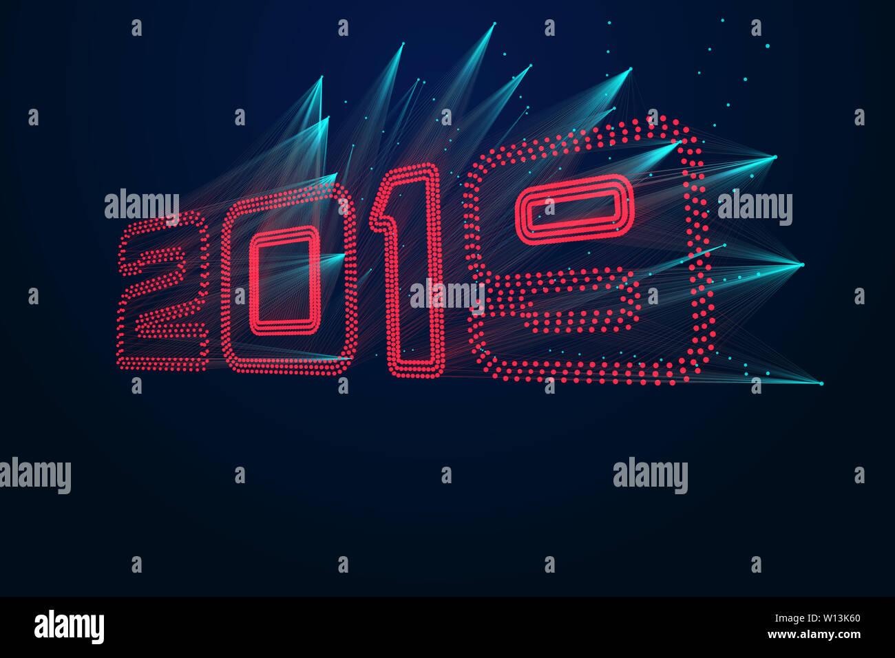 Point lines make up 2019 tech sense 3d numbers Stock Photo