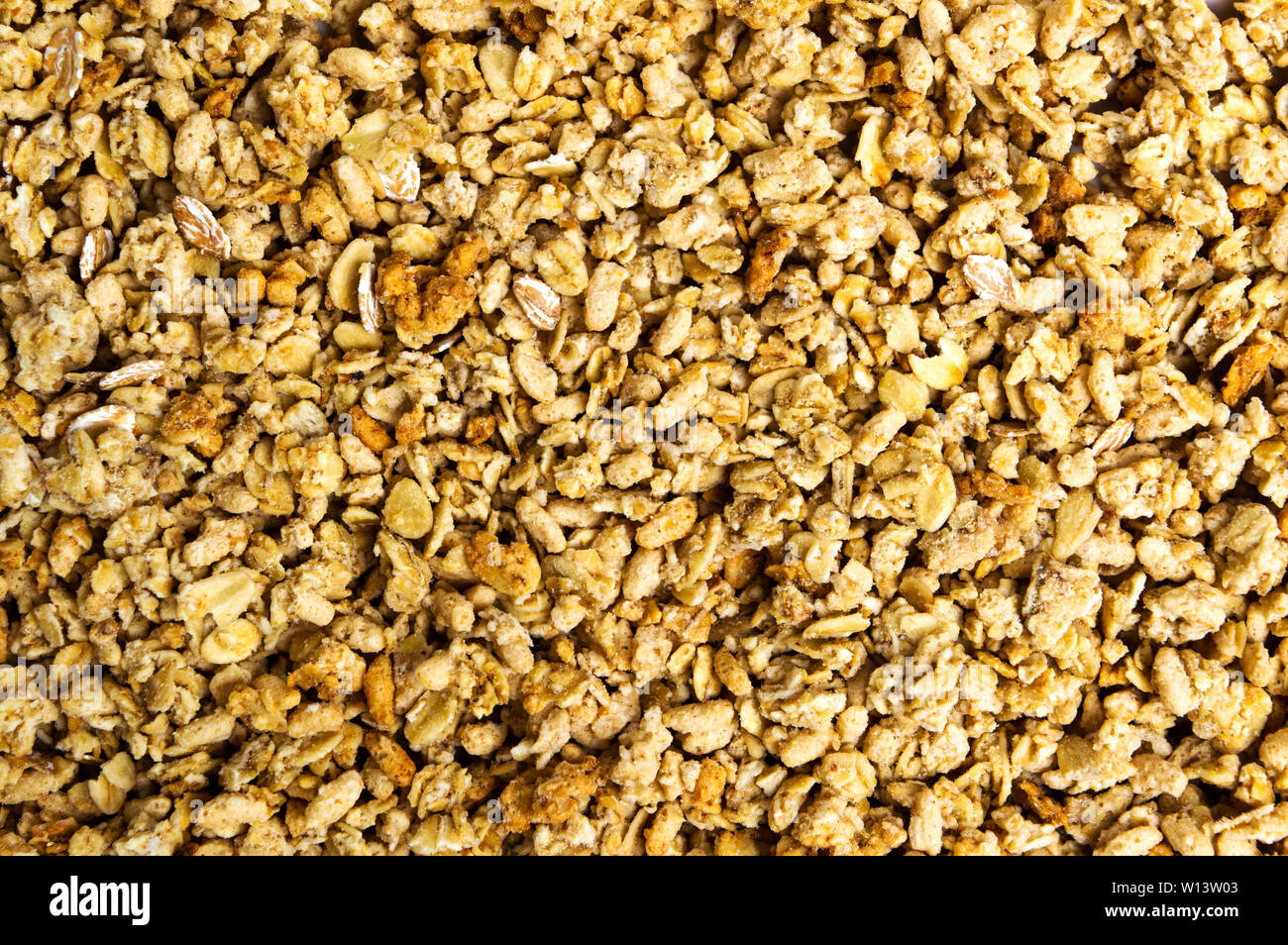 Various cereals and granola mix background pattern Stock Photo