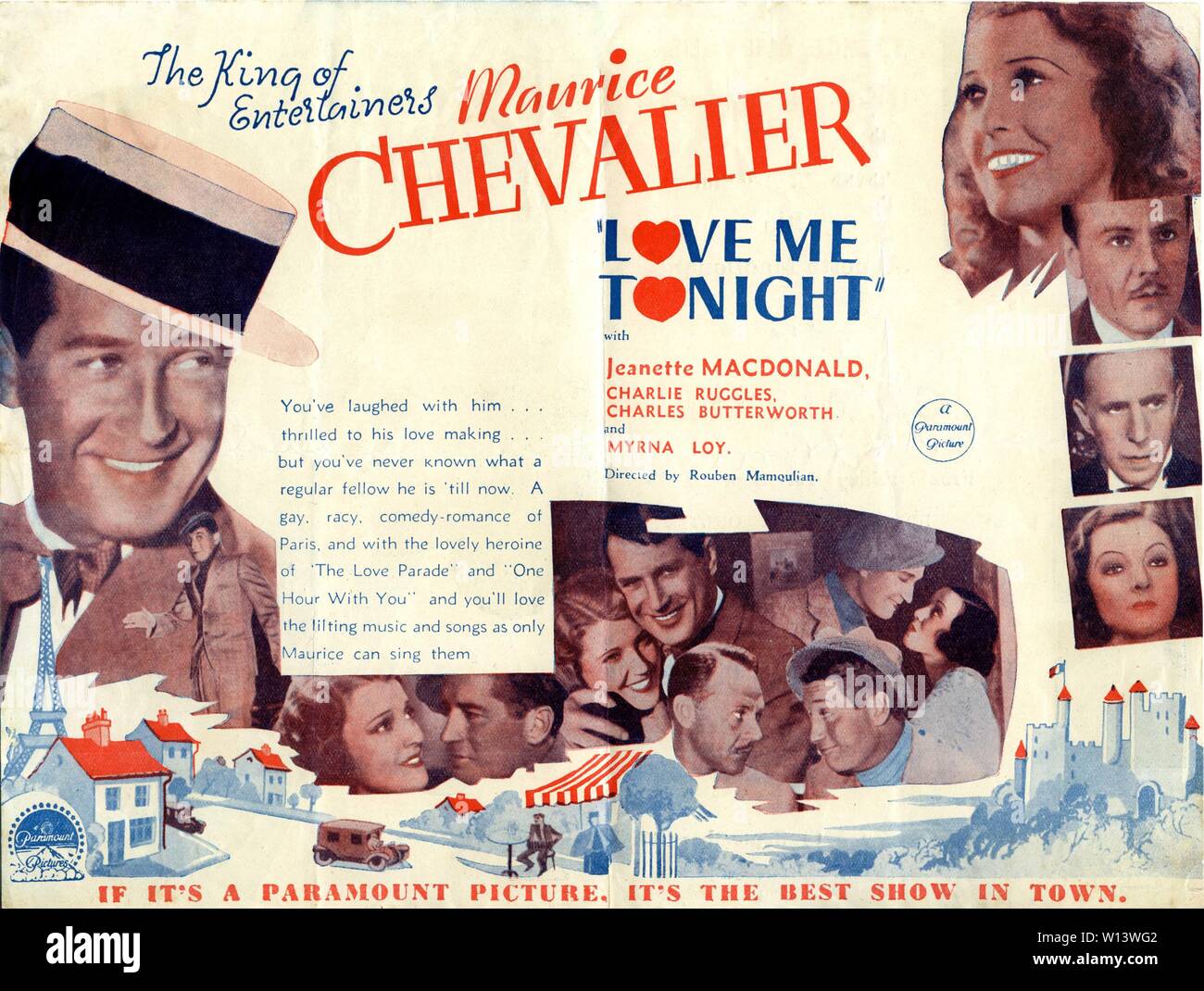 MAURICE CHEVALIER JEANETTE MacDONALD MYRNA LOY CHARLIE RUGGLES CHARLES ...