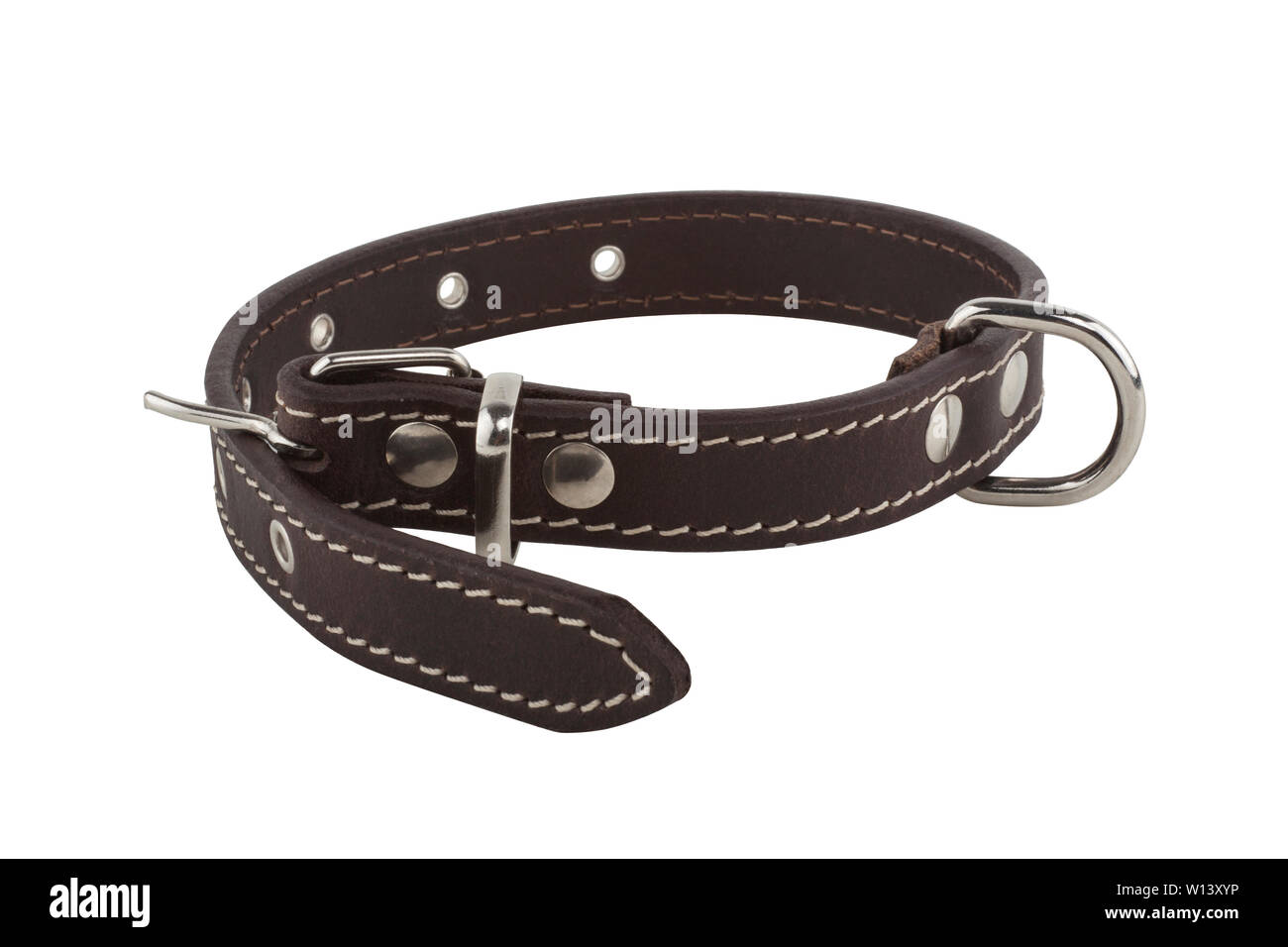 Brown leather dog collar Stock Photo