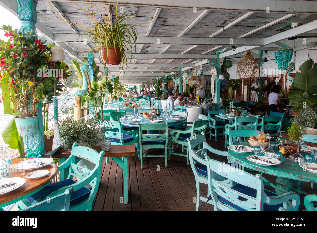 The very trendy Anjuna Restaurant on the Cote d'Azur in France, between