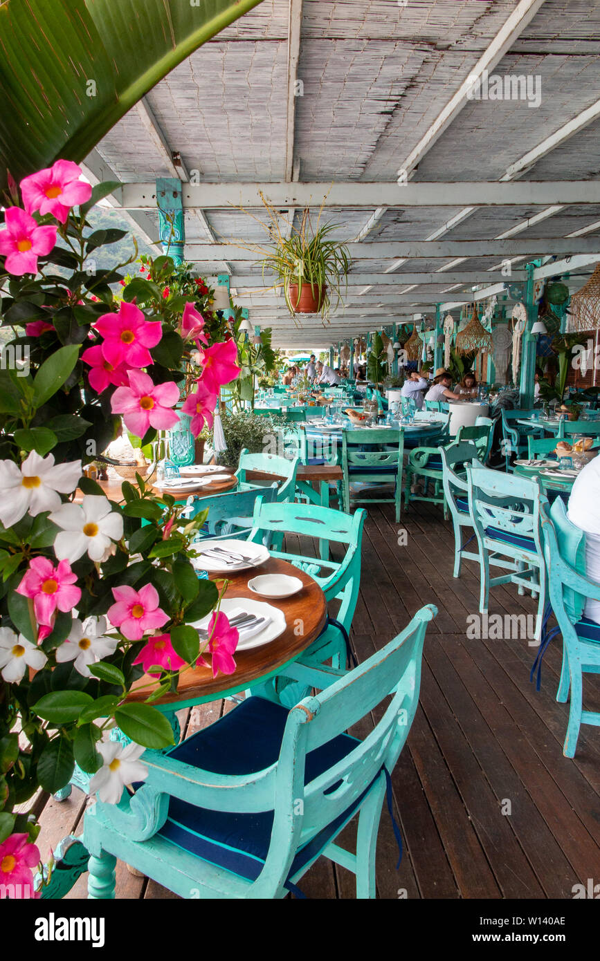 The very trendy Anjuna Restaurant on the Cote d'Azur in France, between