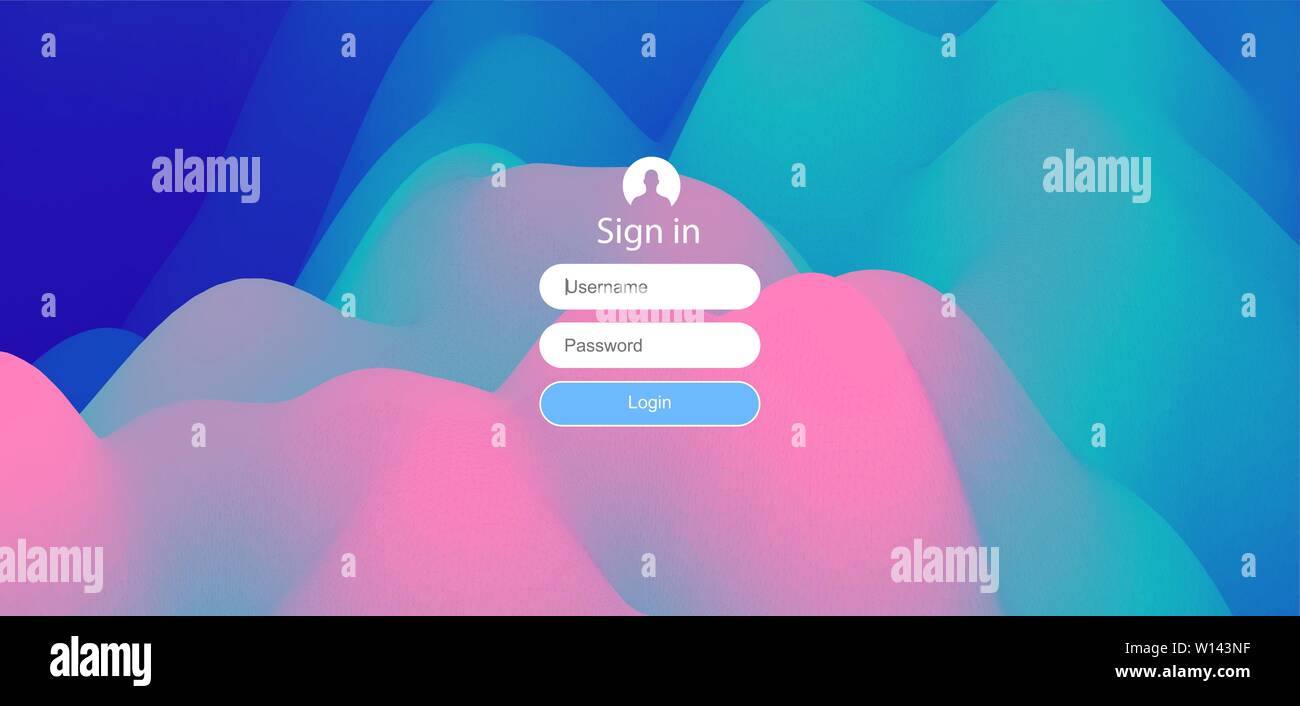 Login user interface. Modern screen design for mobile app and web design. Gradient background. Website element. Vector illustration. Stock Vector